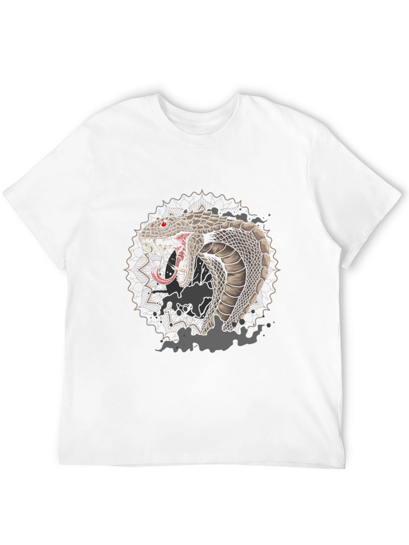 Black Men's Black Graphic Tee - Cobra Snake Design view 12