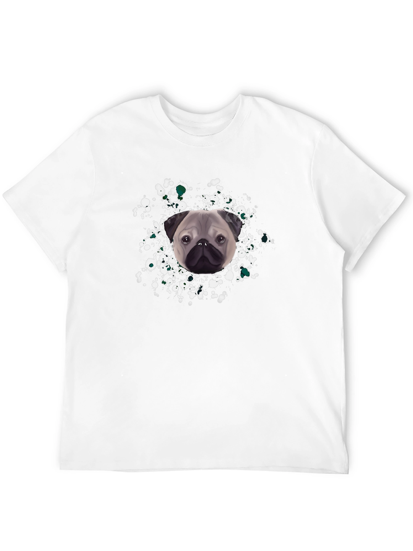 Black Pug Splash Graphic Tee - Black Cotton T-Shirt view 12