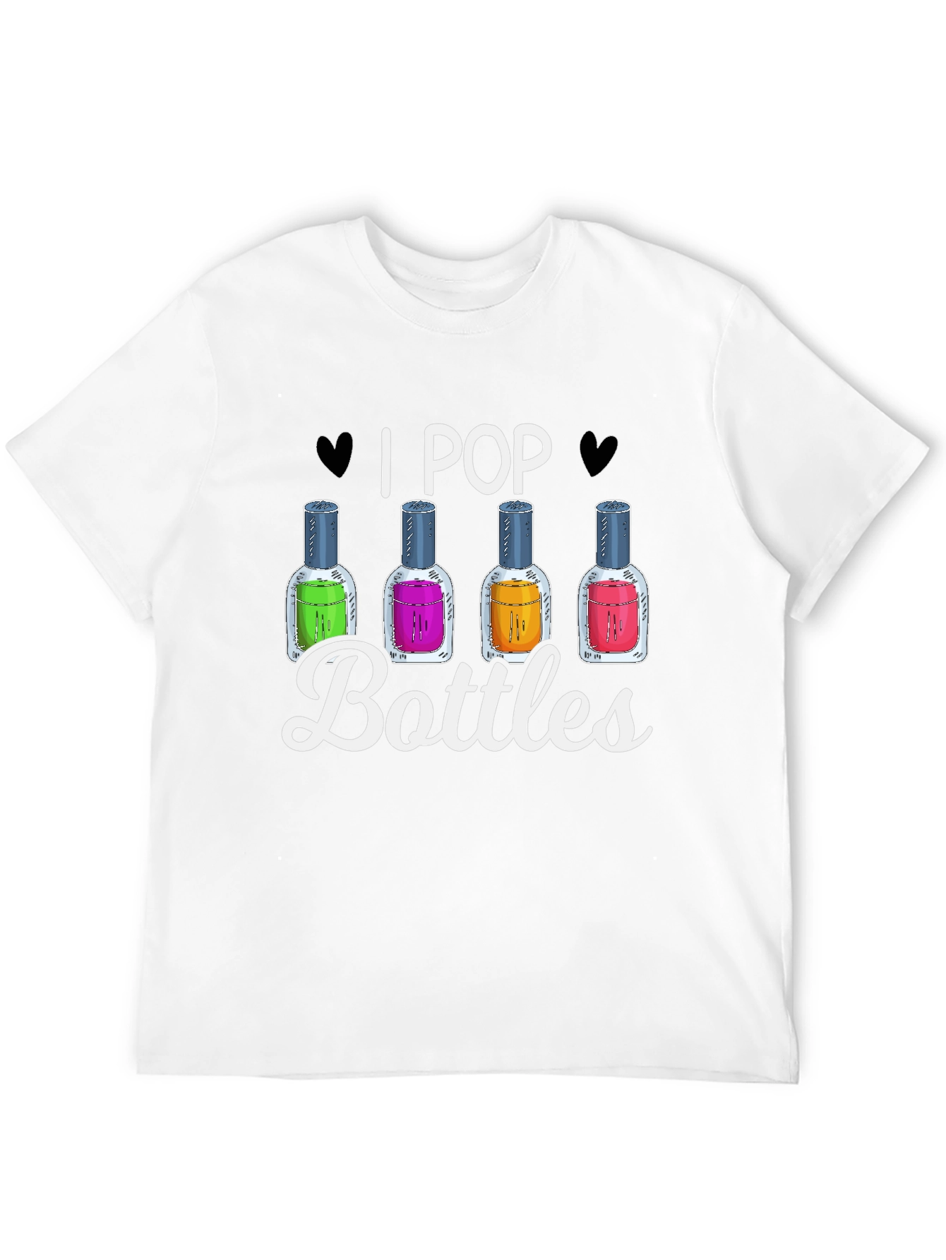 Black I Pop Bottles Funny T-Shirt view 12
