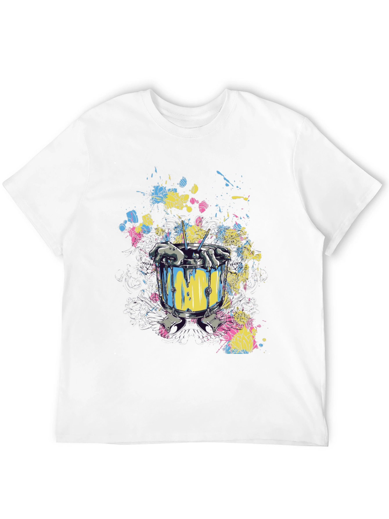 Black Drum Set Splatter Art Black T-Shirt view 12
