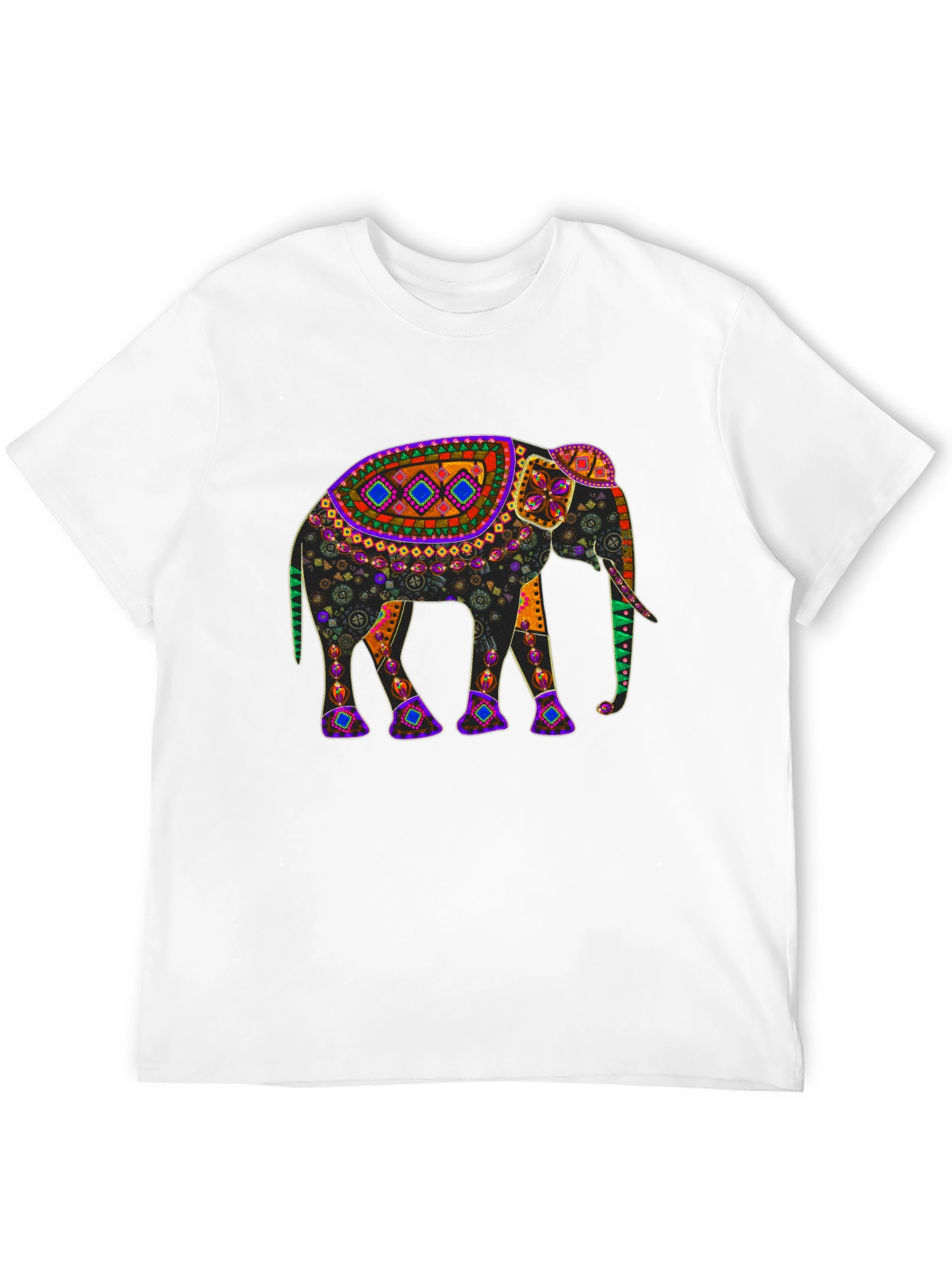 Black Elephant Print T-Shirt: Unique Colorful Design view 12
