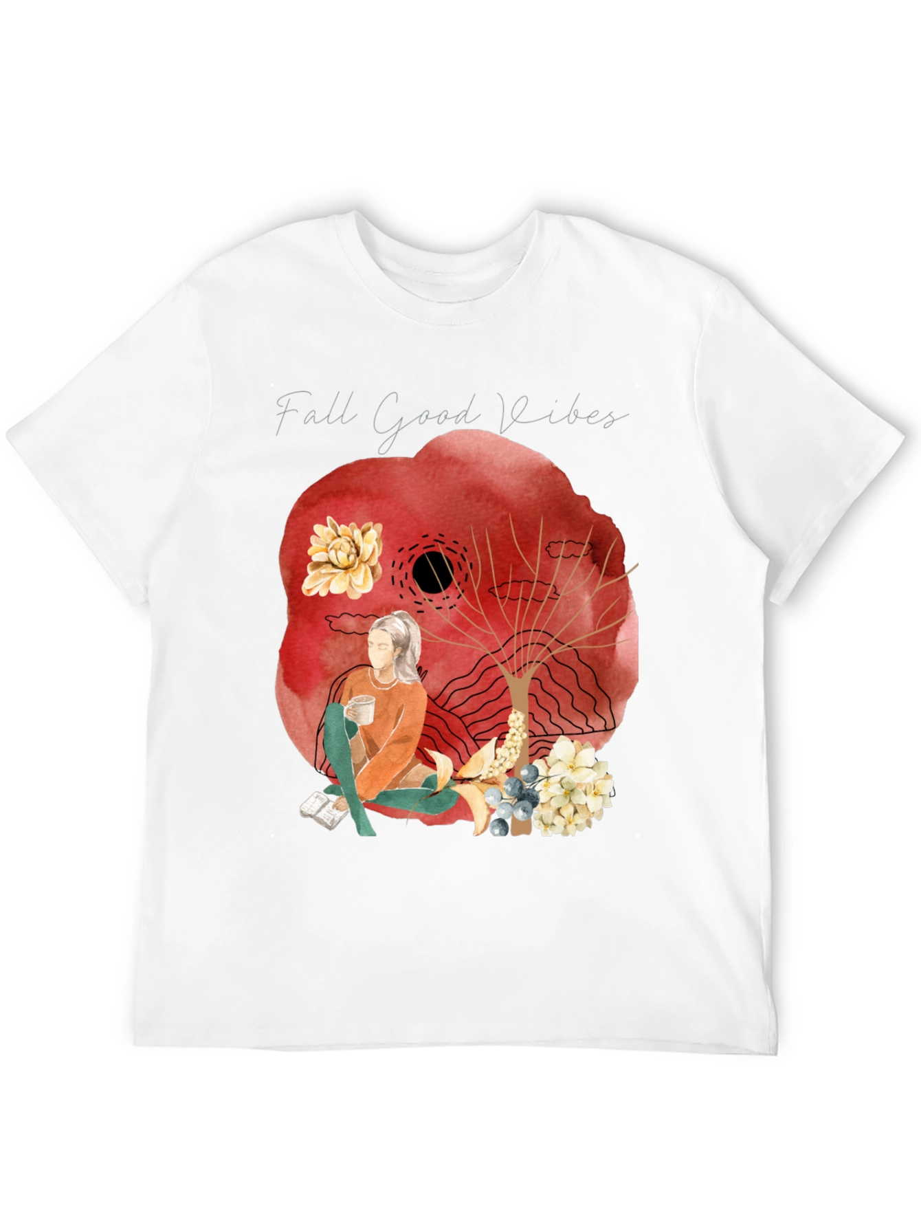 Black Fall Good Vibes Graphic Tee - Cozy Autumn Style view 12