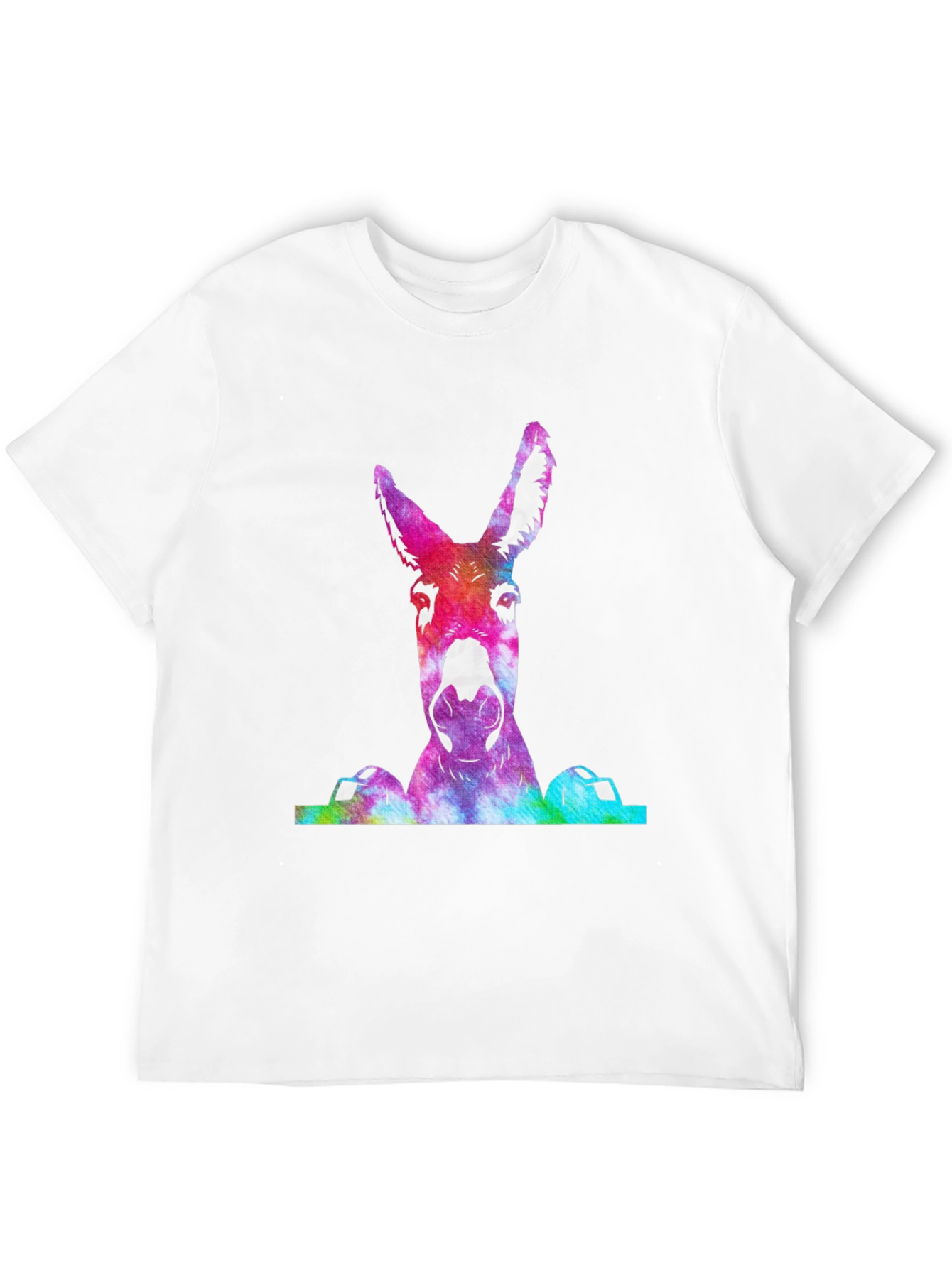 Black Colorful Tie-Dye Donkey Graphic T-Shirt view 12