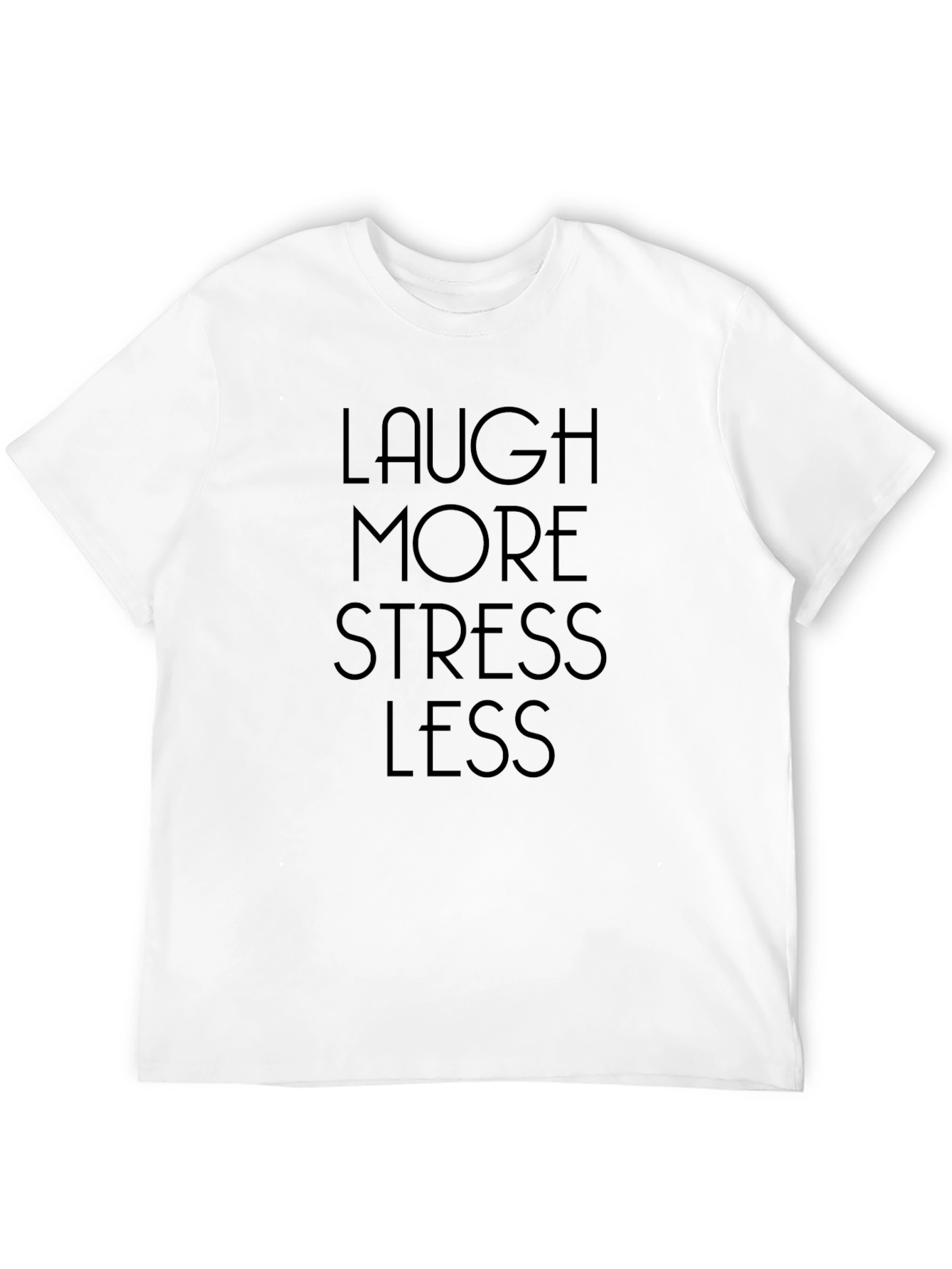 Black Laugh More Stress Less Graphic T-Shirt - Black view 12