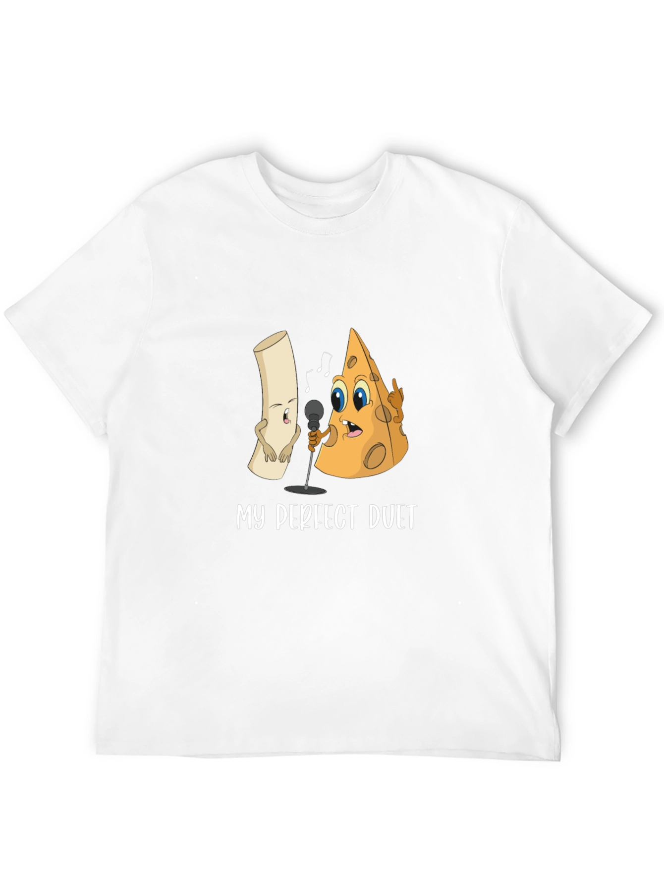 Black My Perfect Duet T-Shirt: Cheese and Macaroni Cartoon Tee view 12
