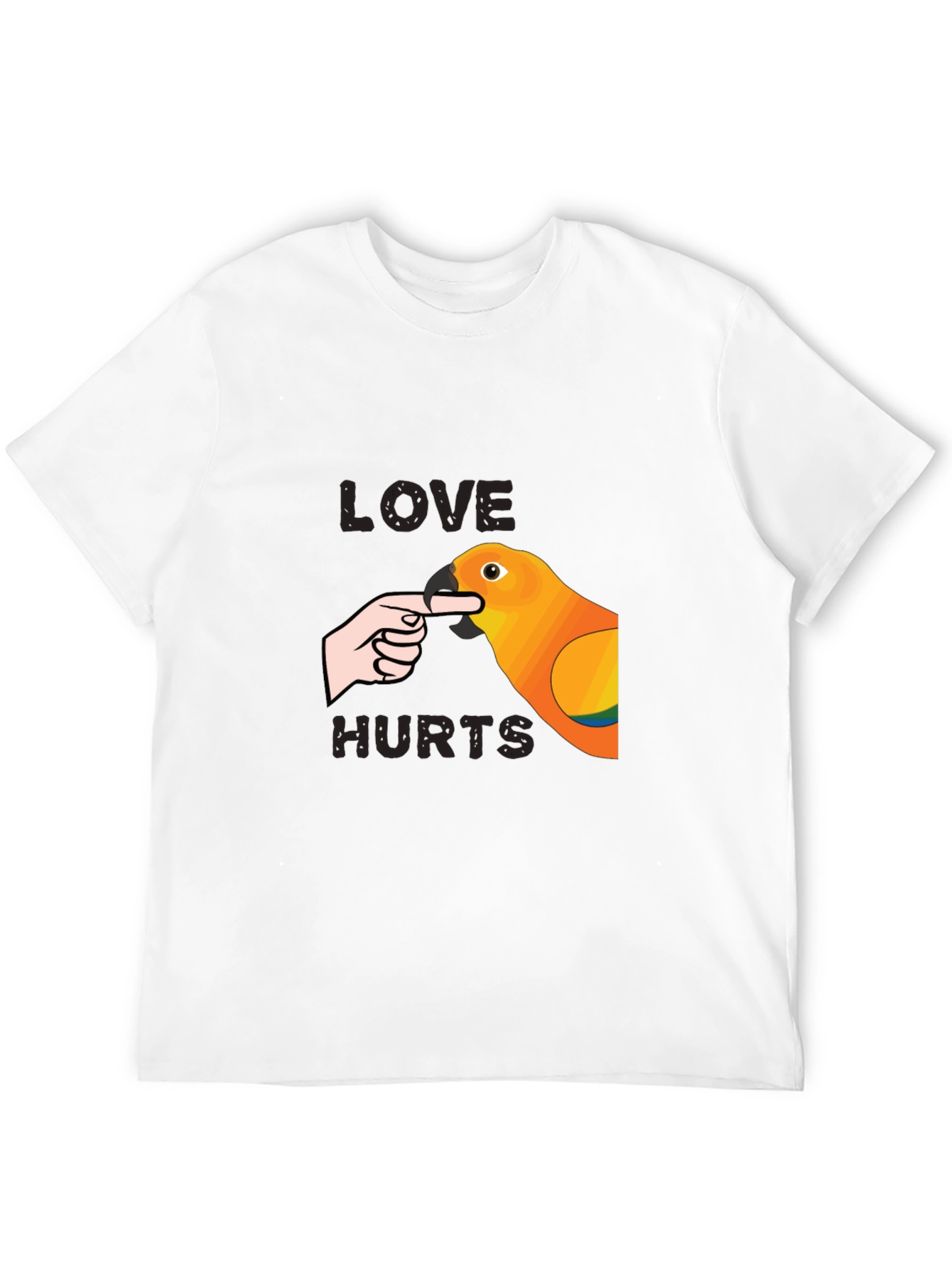 Black Love Hurts Parrot T-Shirt - Funny Bird Bite Tee view 12