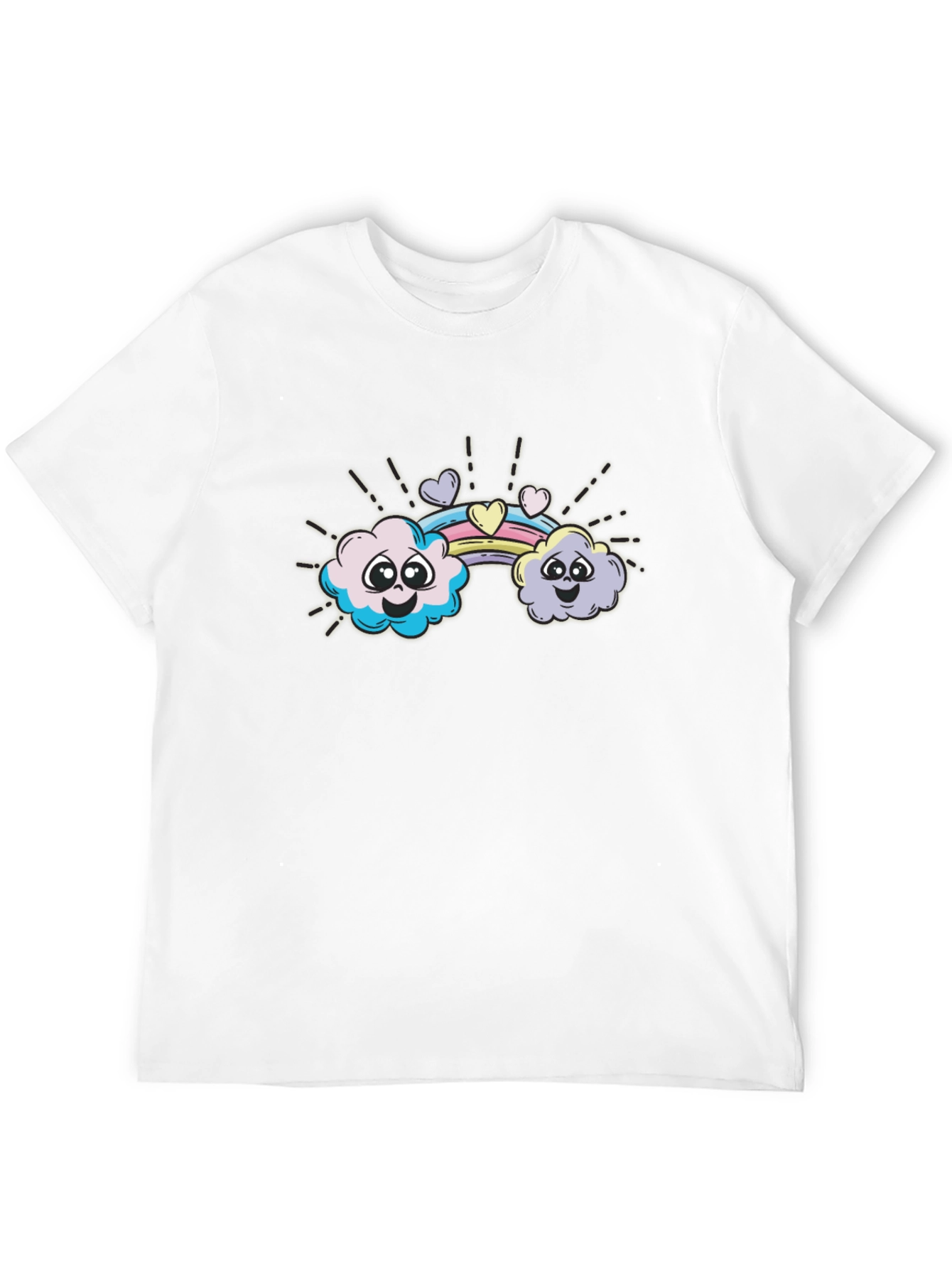 Cute Cloud Rainbow Graphic Tee - Soft Cotton Comfort - 12