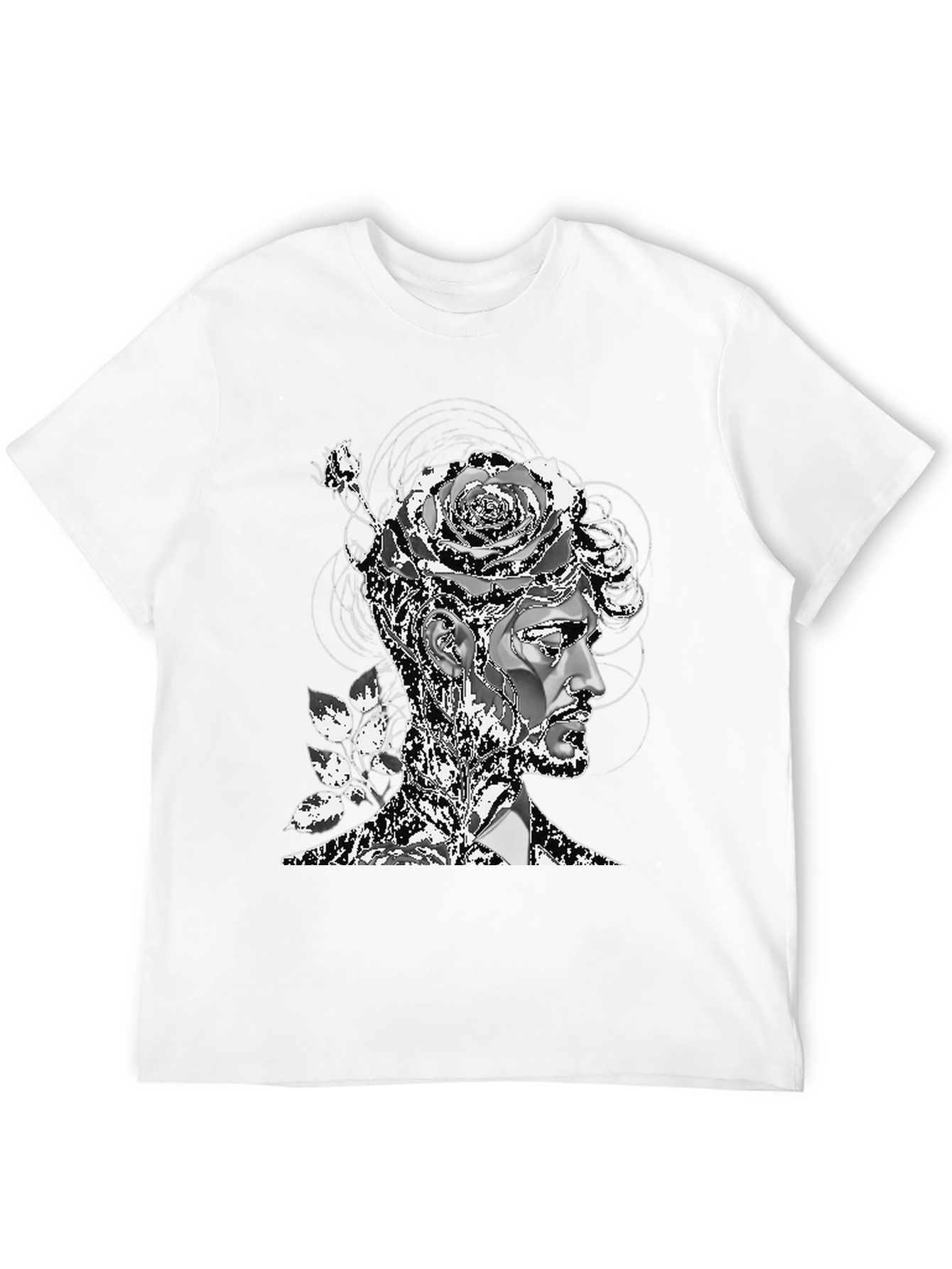 Black Artistic Floral Head T-Shirt - Mens Black Tee view 12