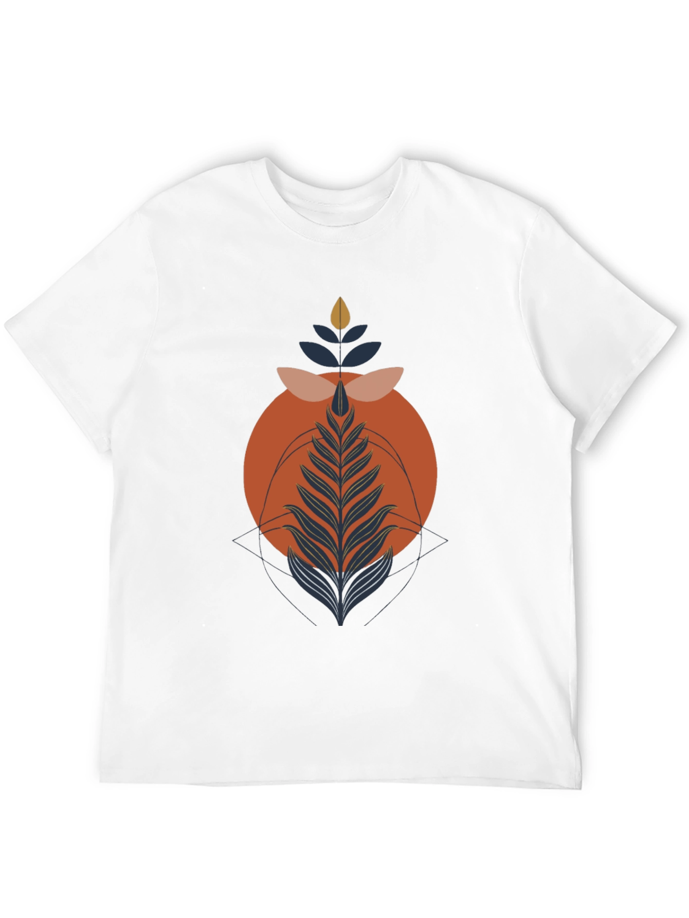 Black Modern Geometric Plant Graphic Tee - Stylish Black T-Shirt view 12