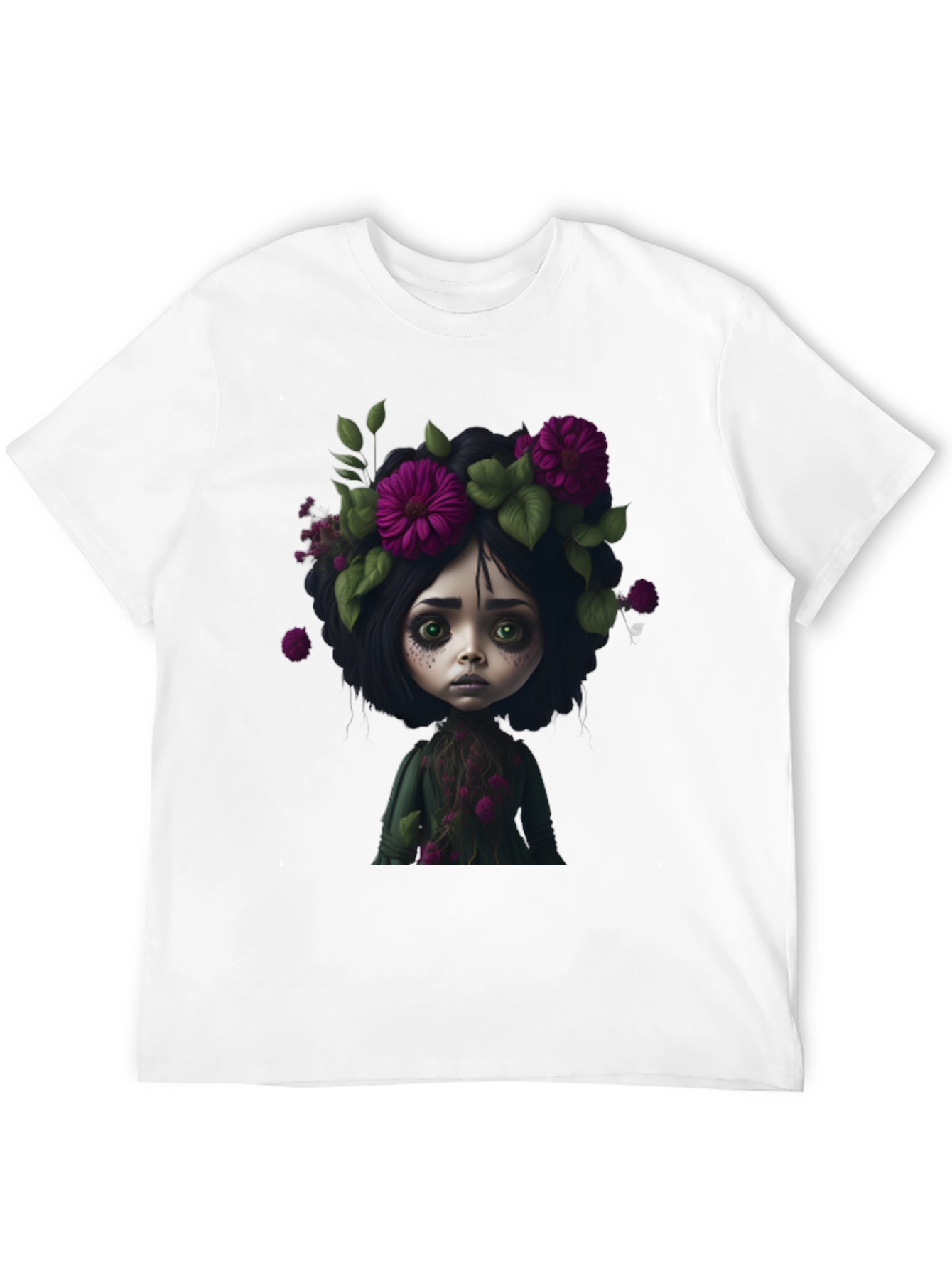 Black Floral Doll Graphic Black T-Shirt view 12