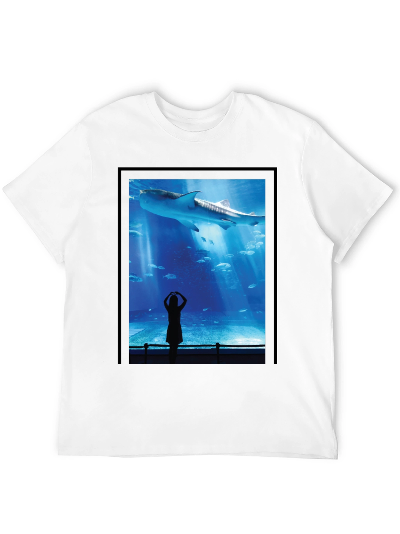 Black Aquarium Shark Graphic Tee - Black Cotton T-Shirt view 12