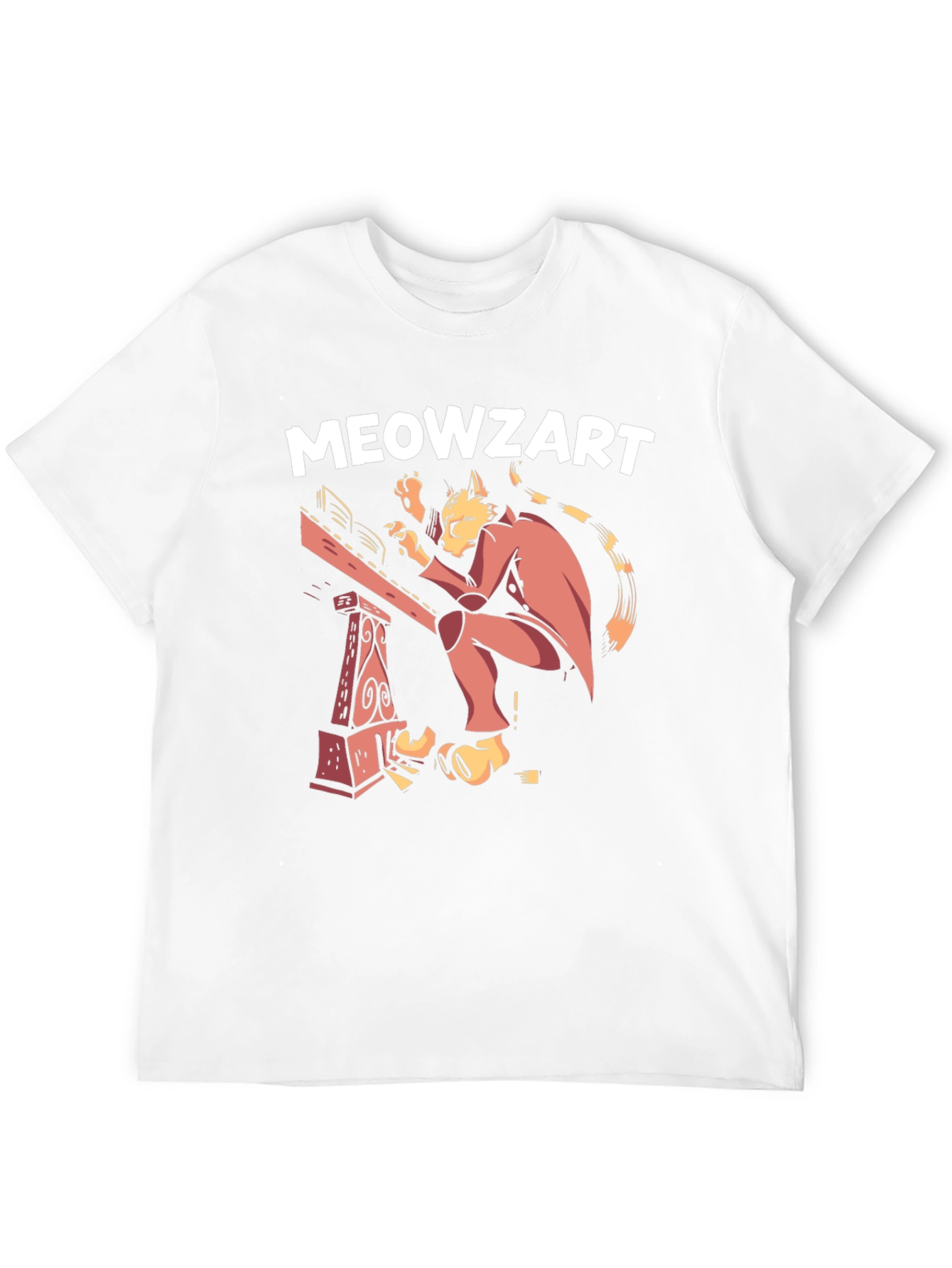 Black Meowzart Cat Musician Graphic T-Shirt view 12