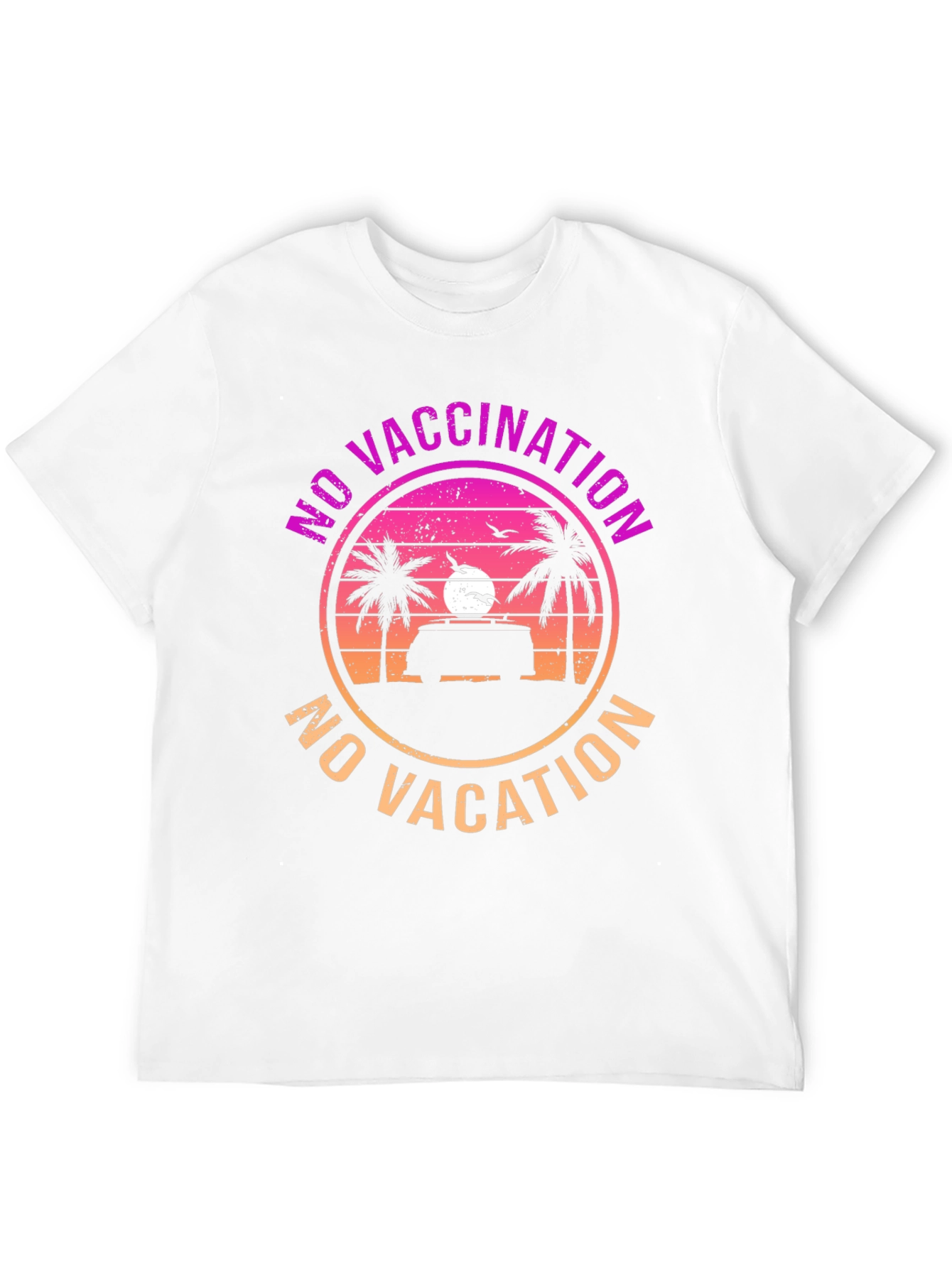 Black No Vaccination No Vacation Graphic T-Shirt view 12