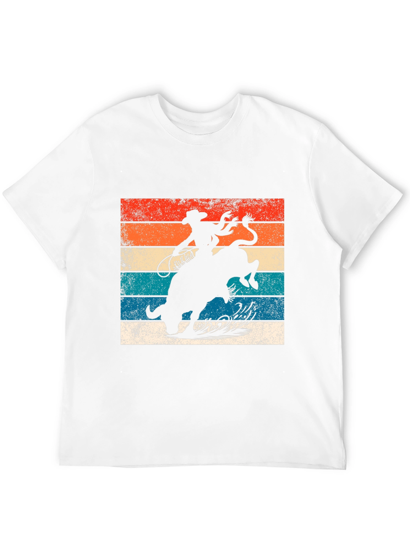 Black Retro Rodeo T-Shirt - Cowboy Riding Bull Design view 12