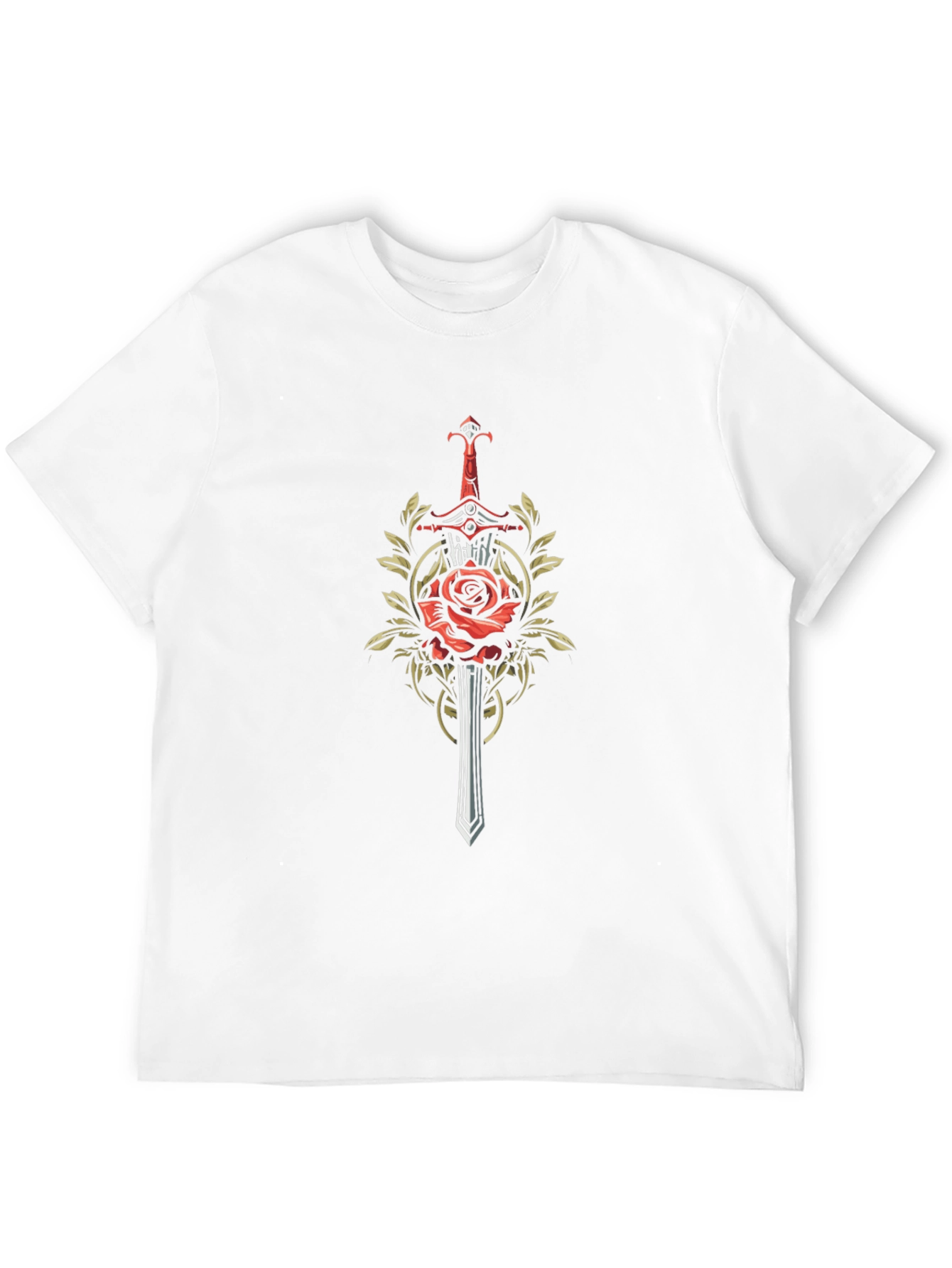 Black Sword and Rose Graphic Black T-Shirt view 12