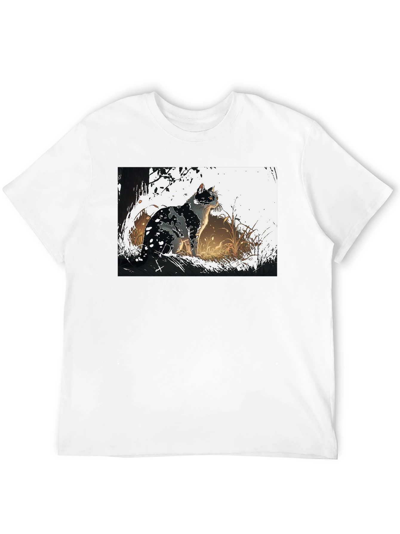 Black Cat Graphic Tee - Black Cotton T-Shirt view 12