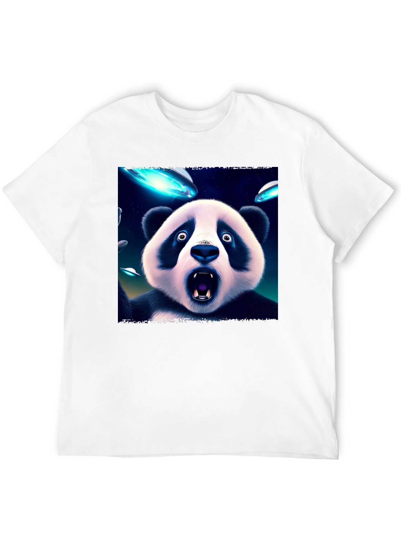 Black UFO Panda Graphic Tee - Black Cotton Blend T-Shirt view 12