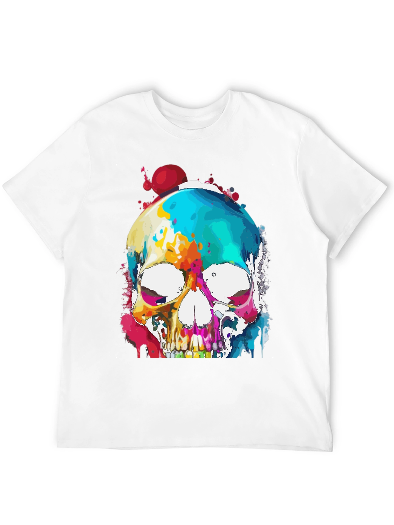 Black Colorful Skull Graphic Tee - Men's Black T-Shirt view 12
