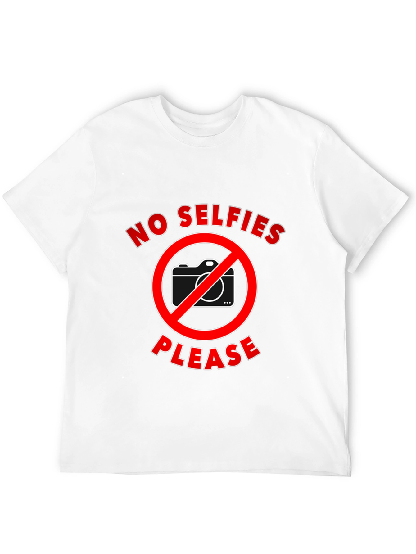 Black No Selfies Please T-Shirt - Funny Graphic Tee view 12