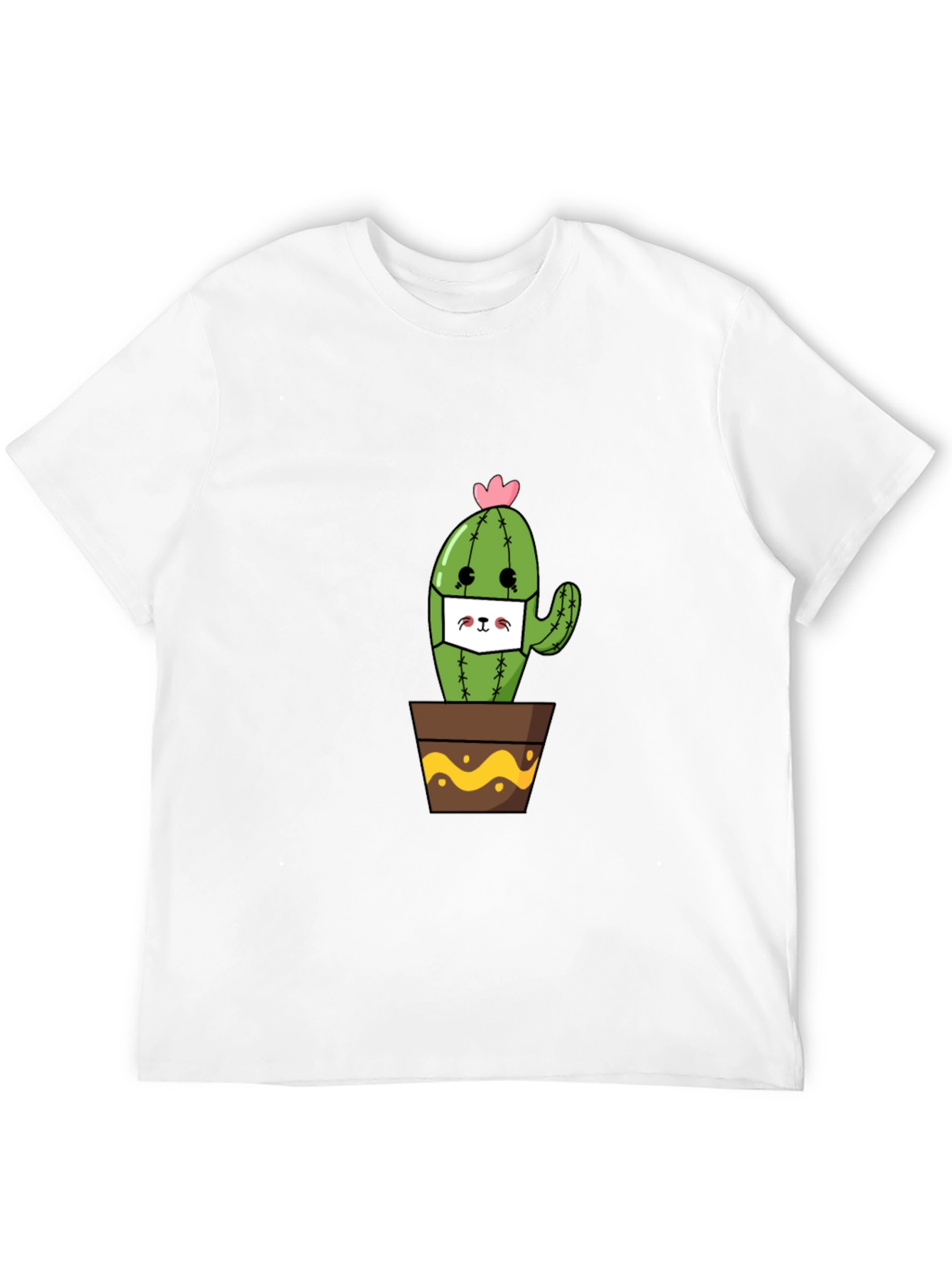 Black Cute Cactus Face Mask T-Shirt view 12