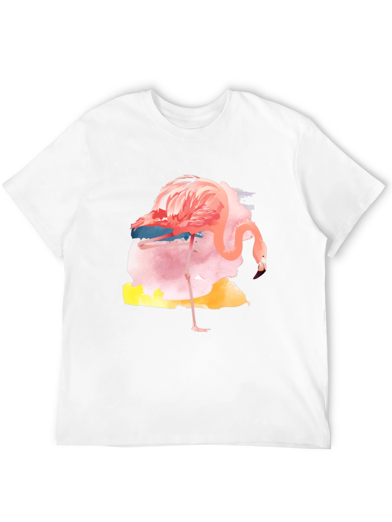Black Watercolor Flamingo Graphic Tee - Casual Black T-Shirt view 12