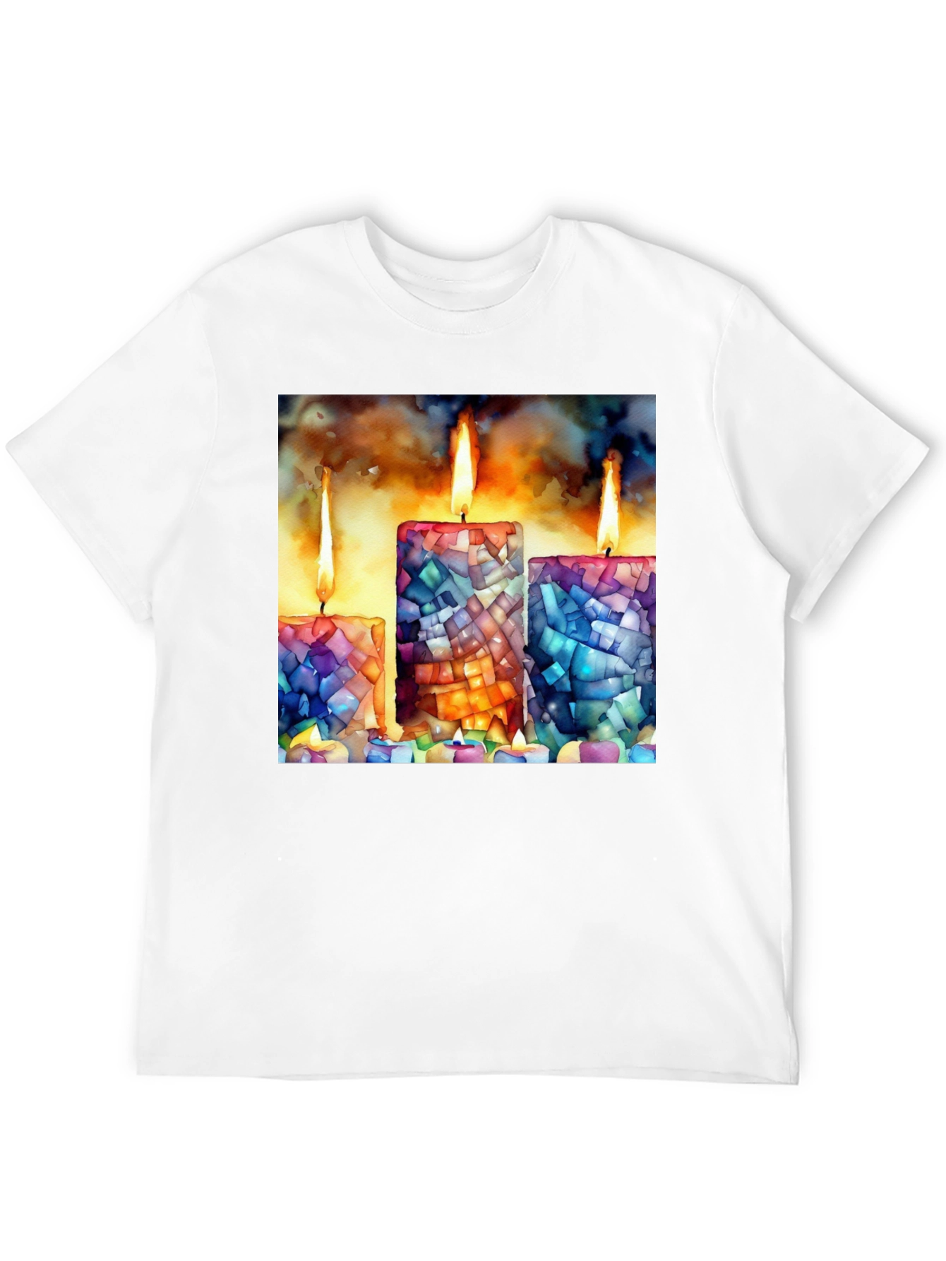 Black Mosaic Candle Print Tee - Artistic Comfort view 12