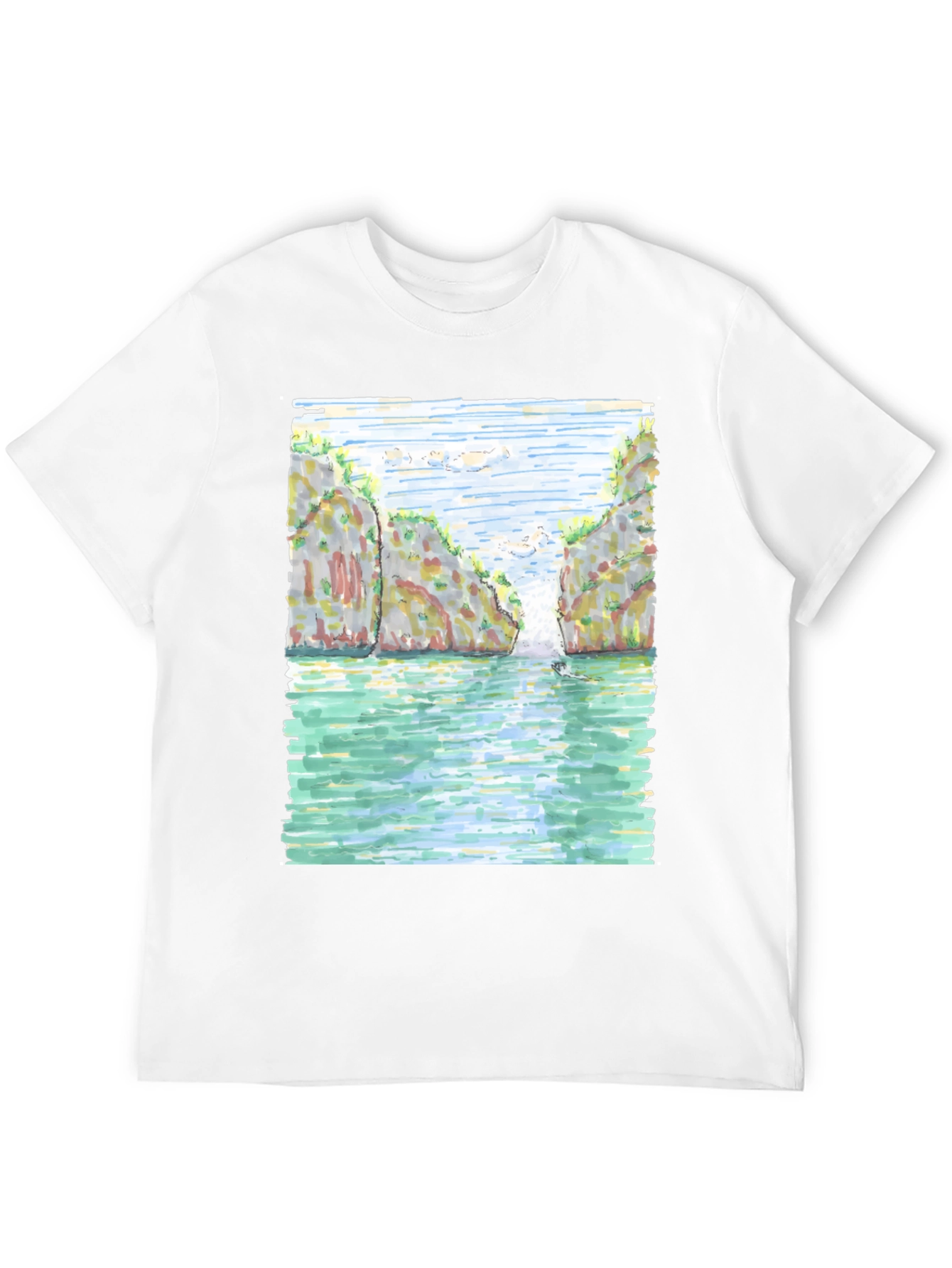 Watercolor Scene T-Shirt - Island Getaway Tee - 12