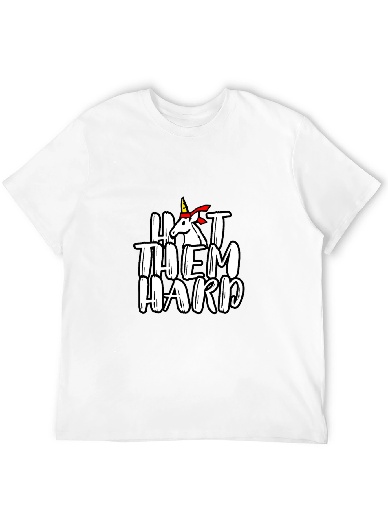 Black Hit Them Hard Unicorn Graphic Tee - Men's Black T-Shirt view 12