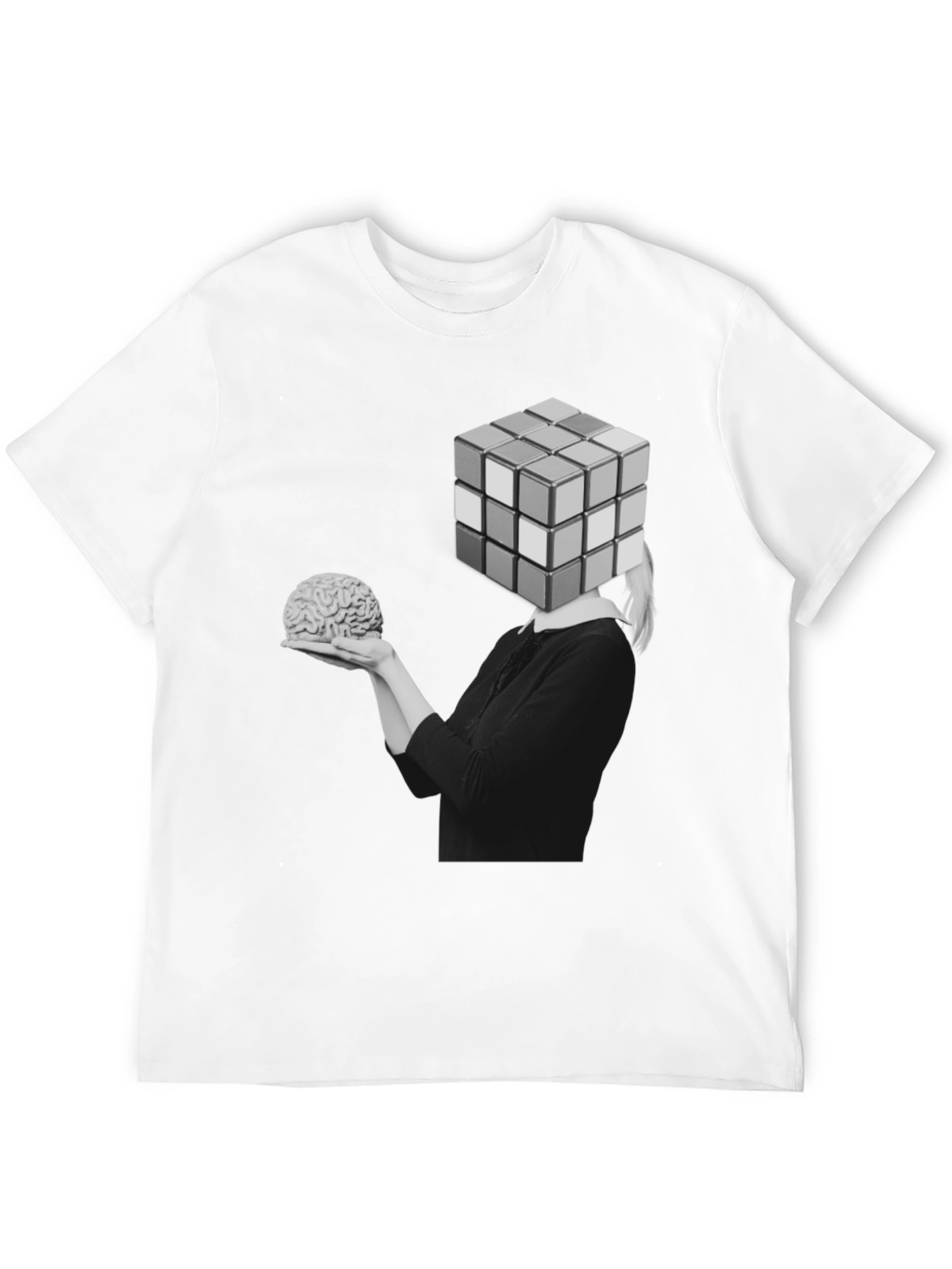 Black Rubik's Cube Brain T-Shirt view 12