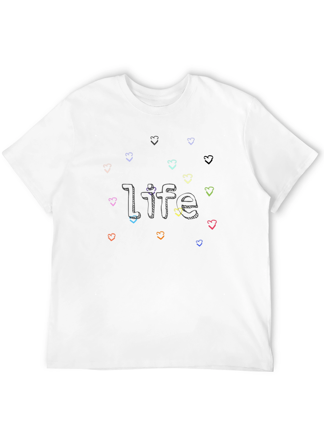 Black Life With Hearts Graphic Tee - Black Cotton Shirt view 12