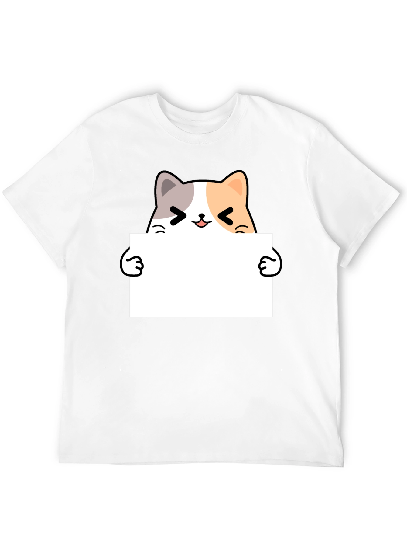 Black Cute Cat Holding Blank Sign T-Shirt view 12