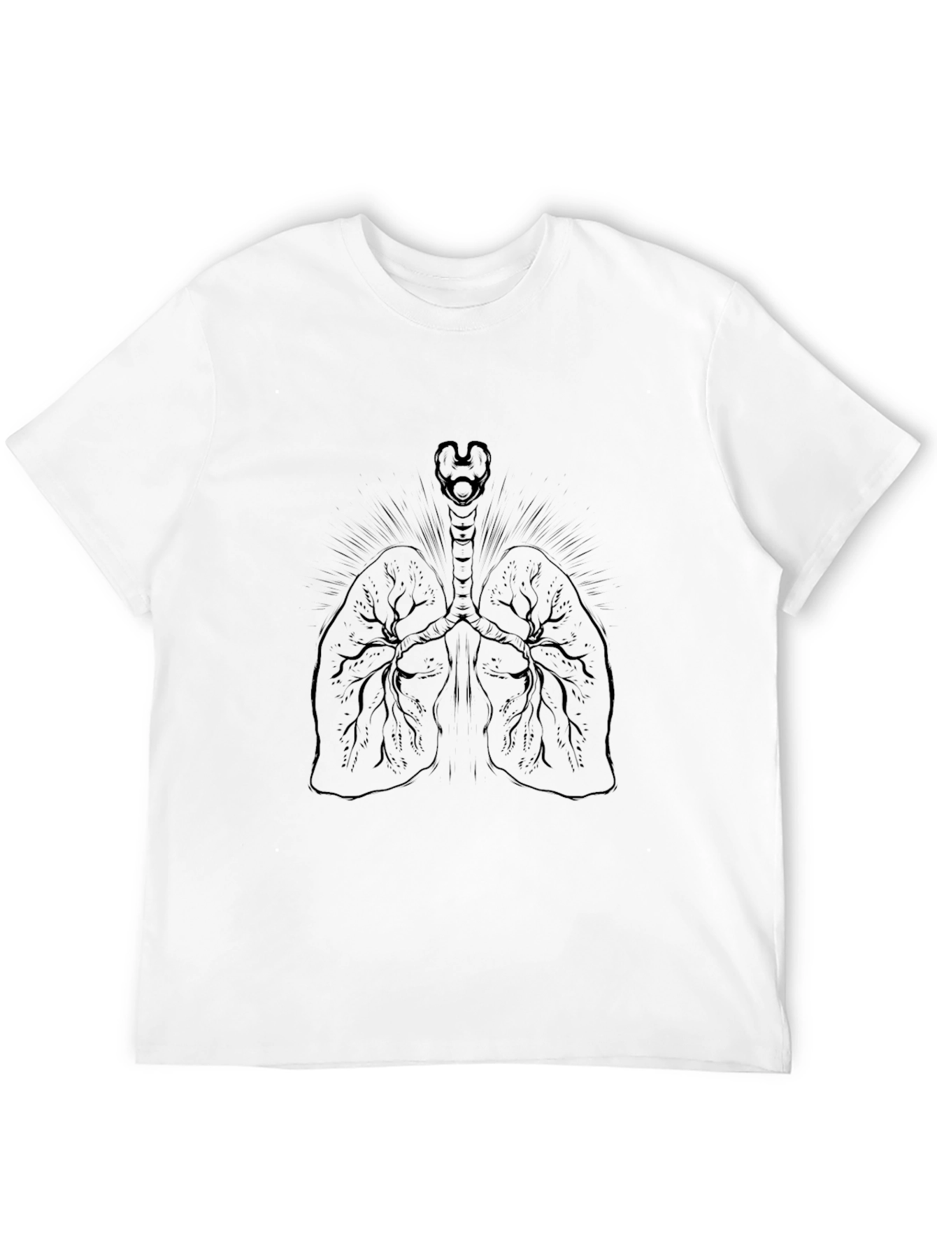 Black Anatomical Lungs Graphic Print Black T-Shirt view 12