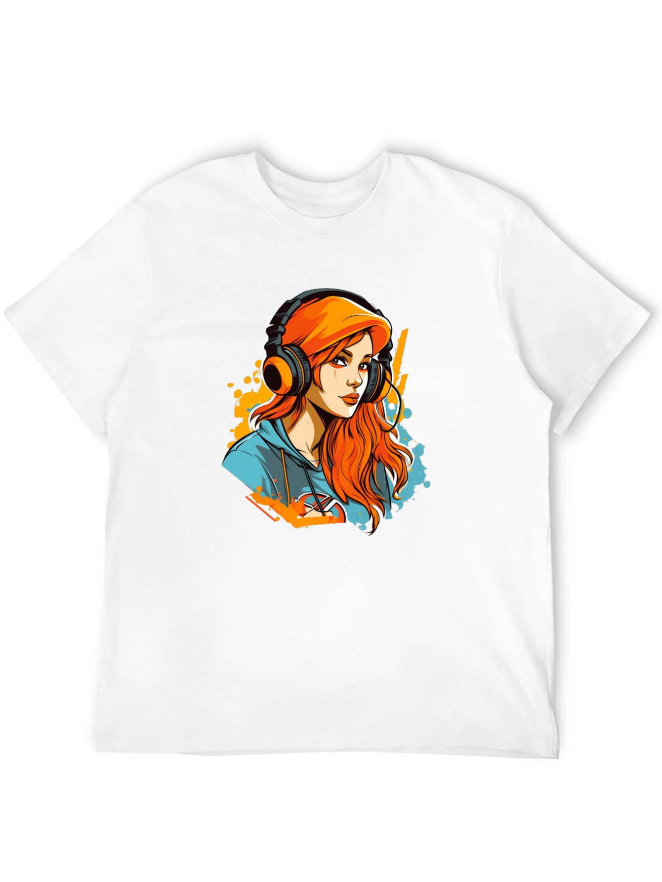 Black Gamer Girl T-Shirt - Headphone Art Design view 12