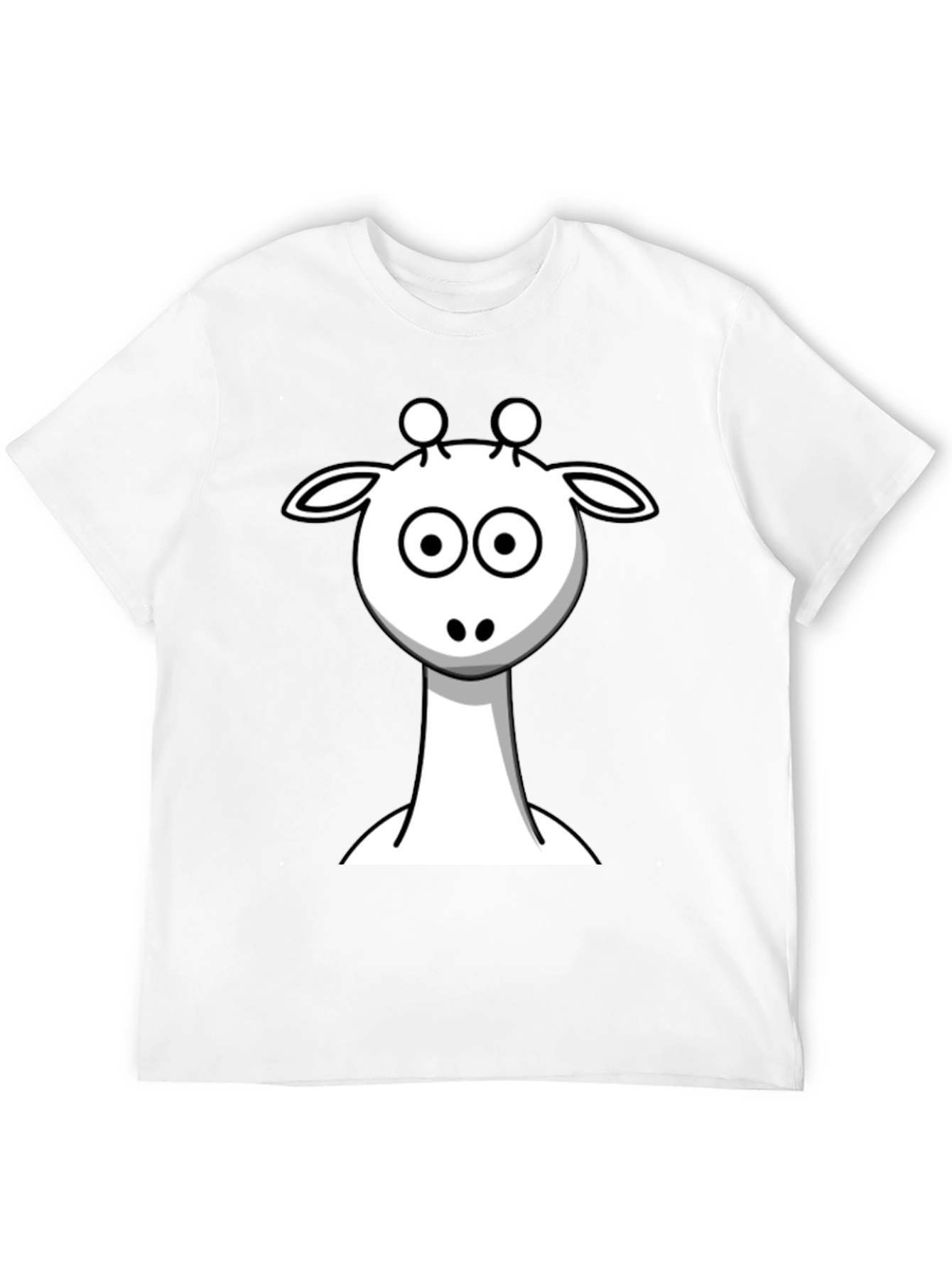 Black Cartoon Giraffe Graphic Tee - Black Cotton T-Shirt view 12