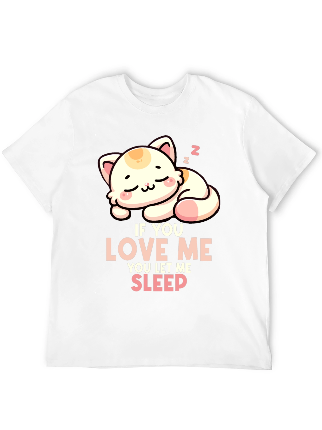 Black Cute Cat Sleeping T-Shirt - If You Love Me, Let Me Sleep! view 12
