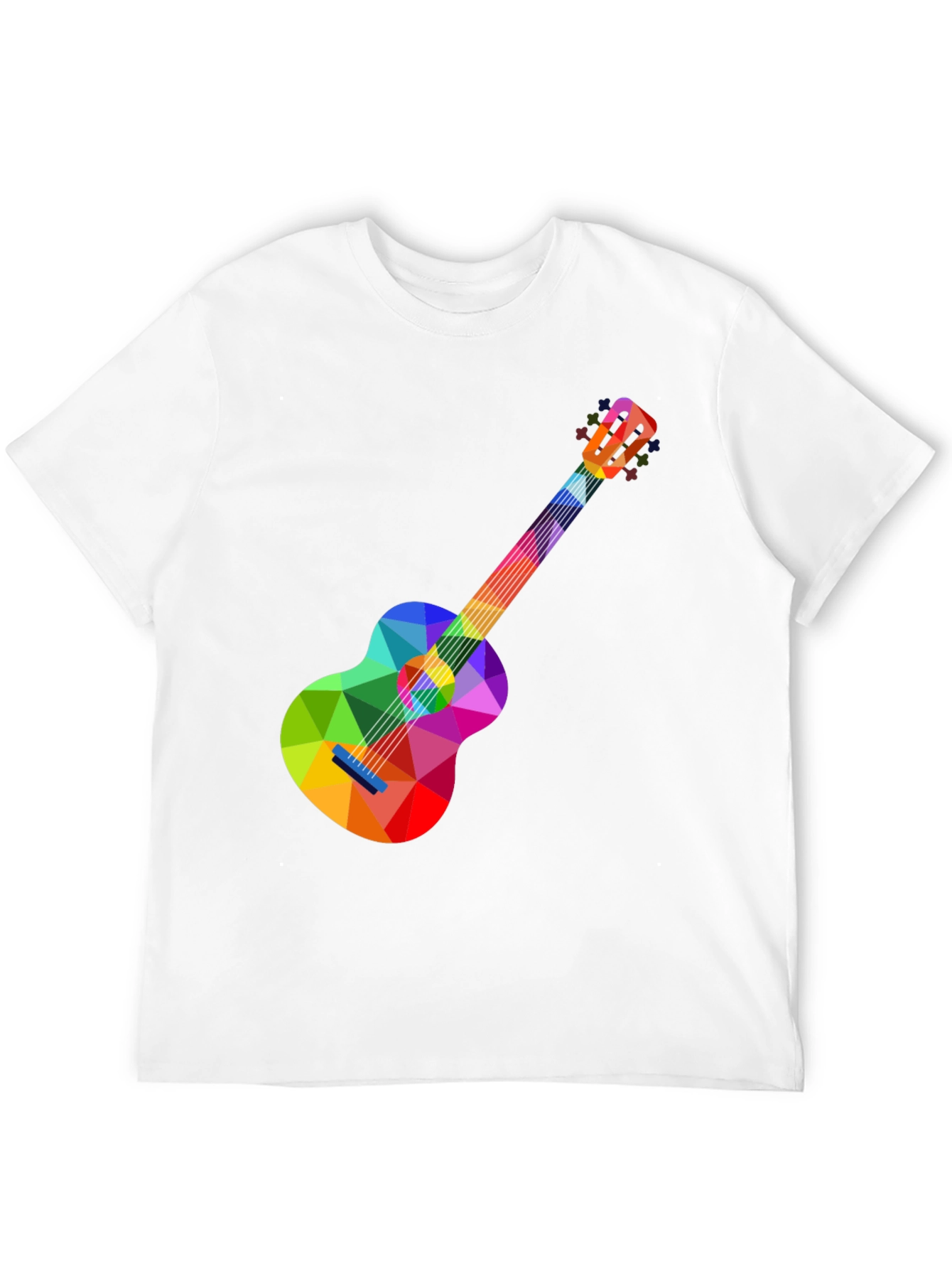 Black Colorful Geometric Guitar Graphic Tee - Stylish Music Lover T-Shirt view 12