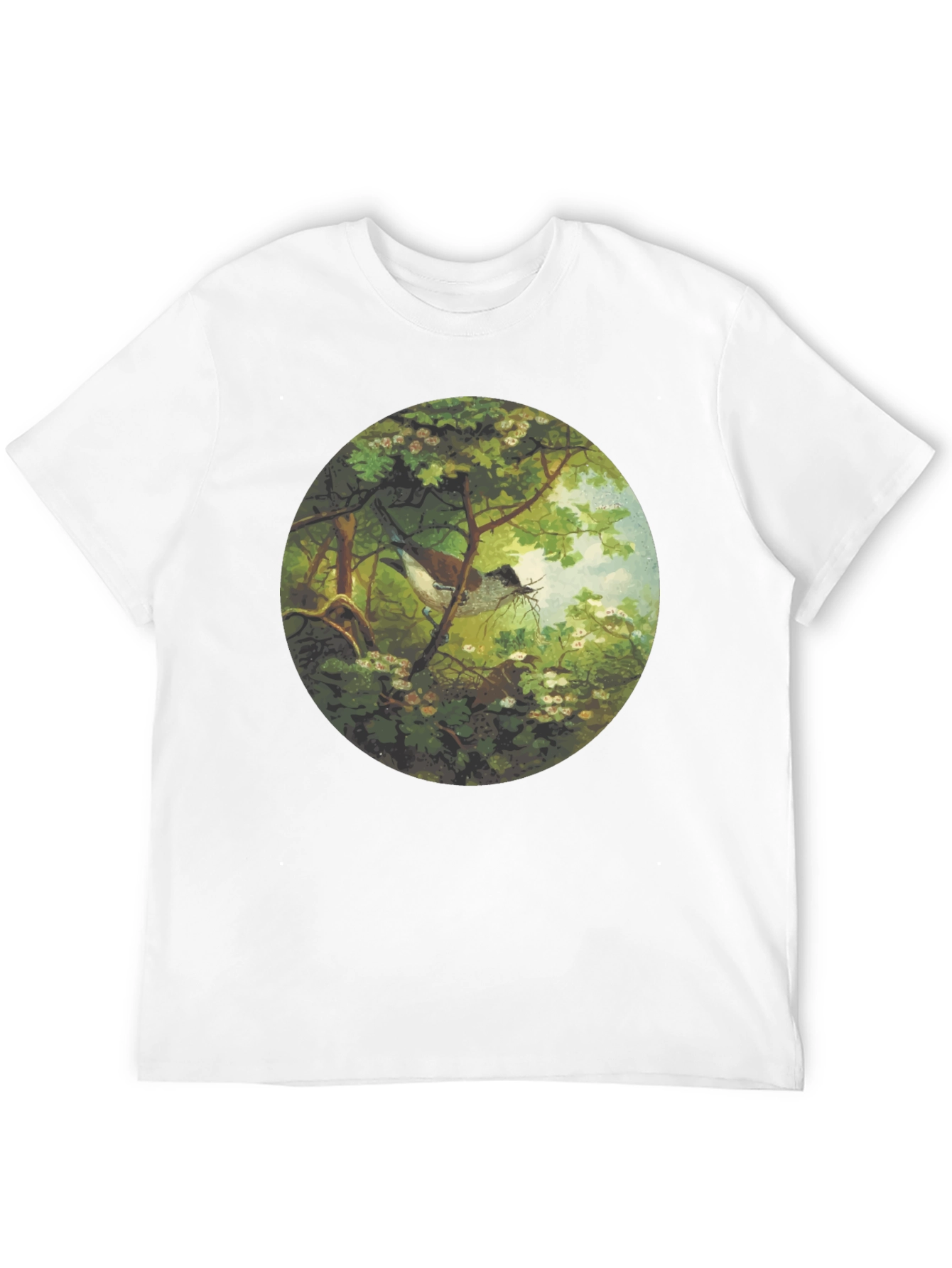 Black Bird & Nest Graphic Tee - Nature Art Shirt view 12