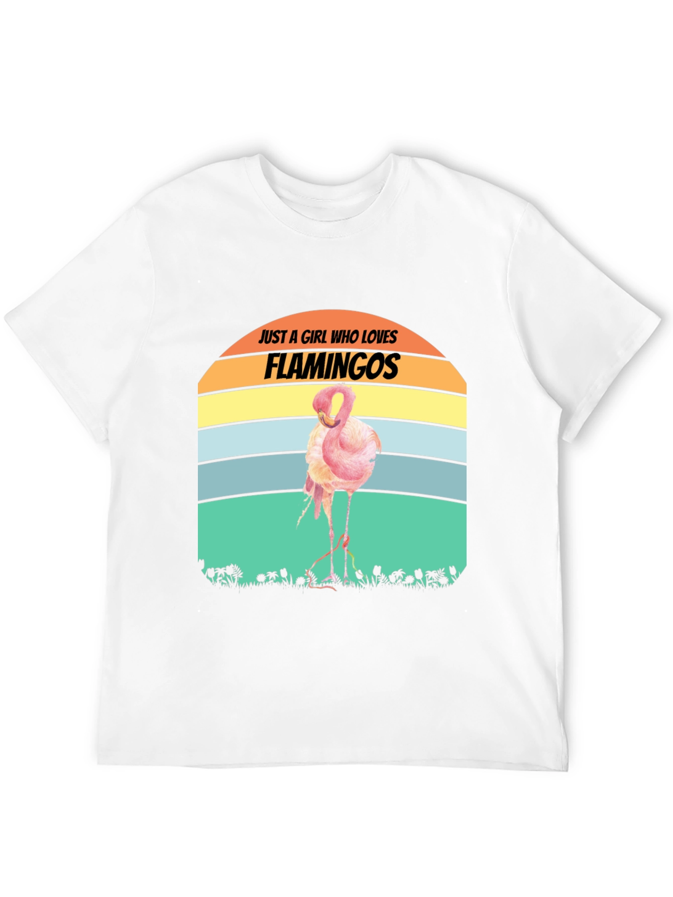 Black Just A Girl Who Loves Flamingos T-Shirt view 12