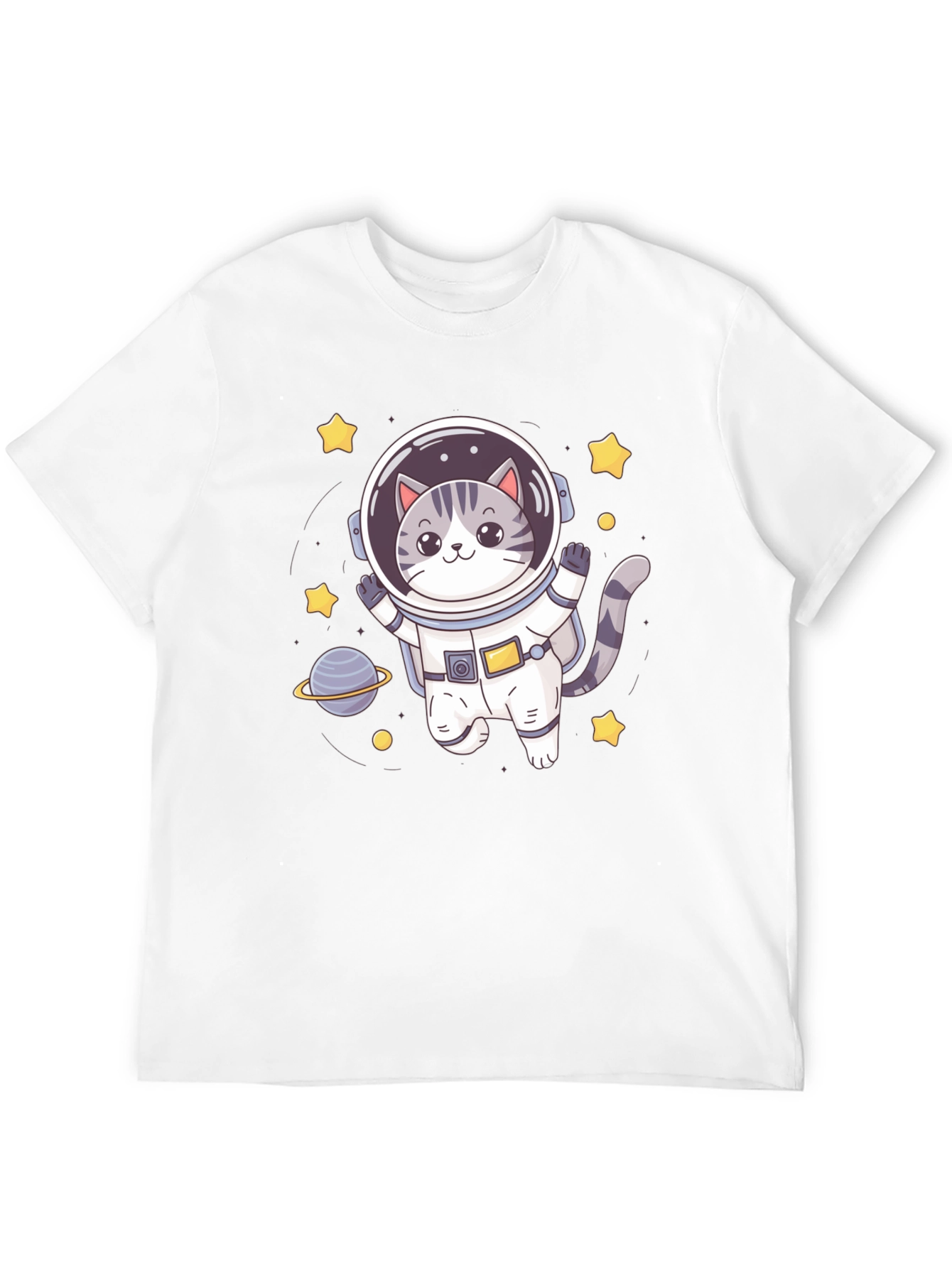 Black Astronaut Cat Graphic Tee - Space Lover Shirt view 12