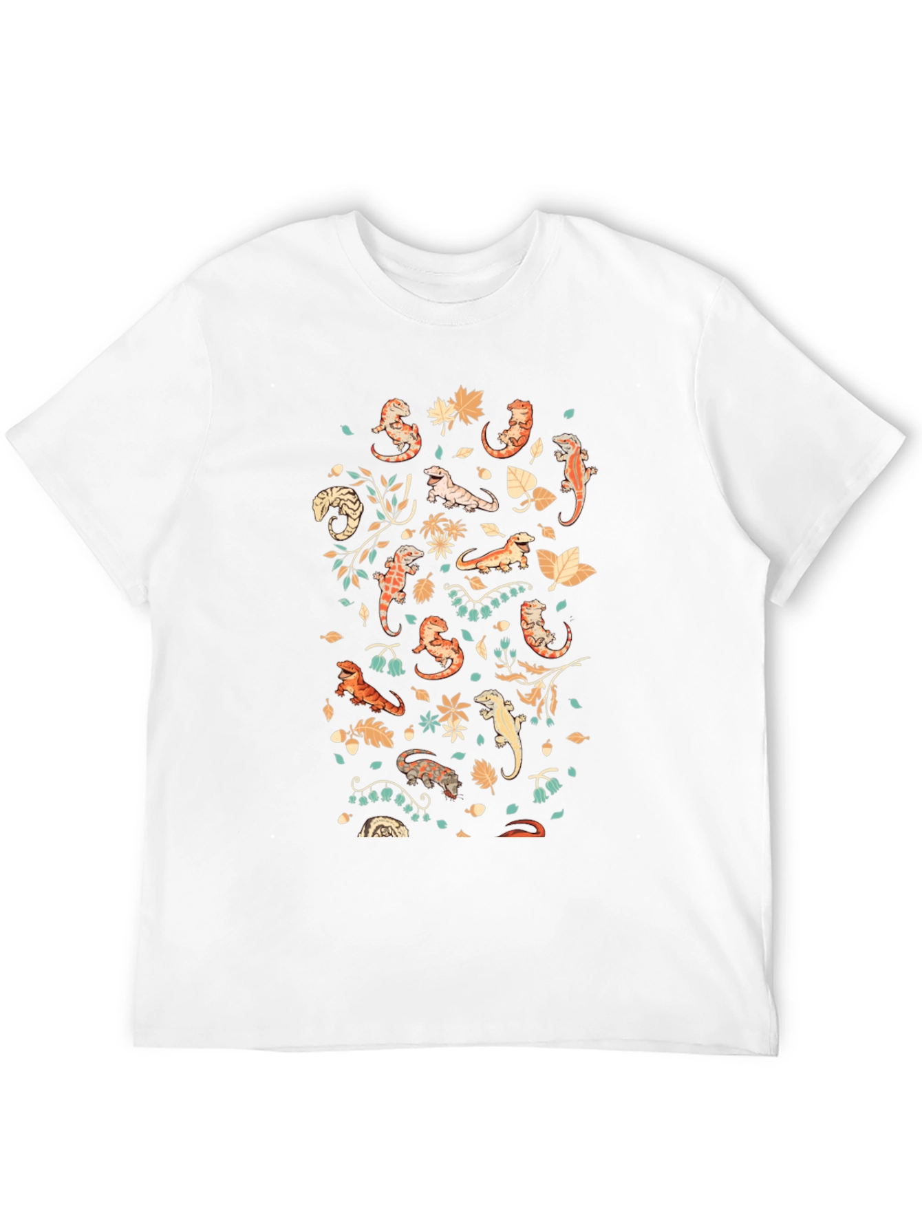 Black Bearded Dragon Print Crew Neck T-Shirt view 12