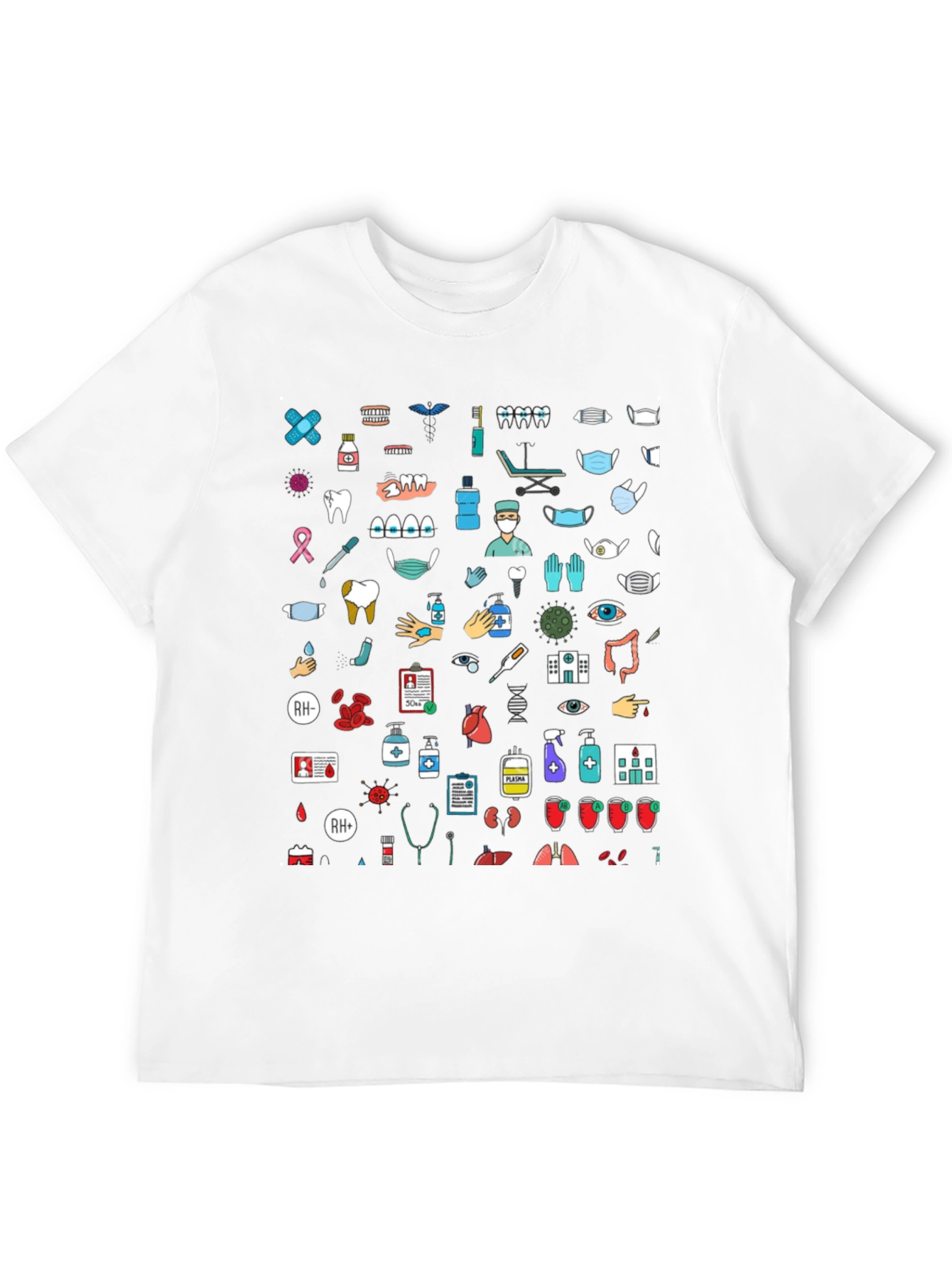 Black Medical Icon Pattern Black T-Shirt view 12