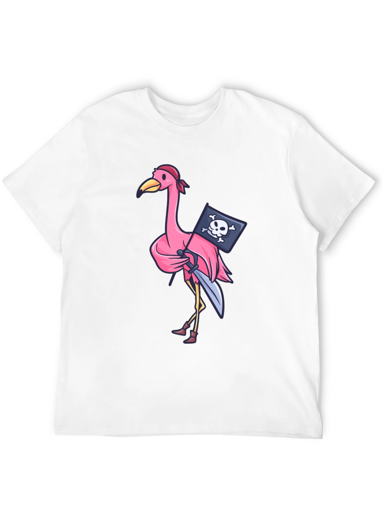 Black Pirate Flamingo T-Shirt - Novelty Graphic Tee view 12