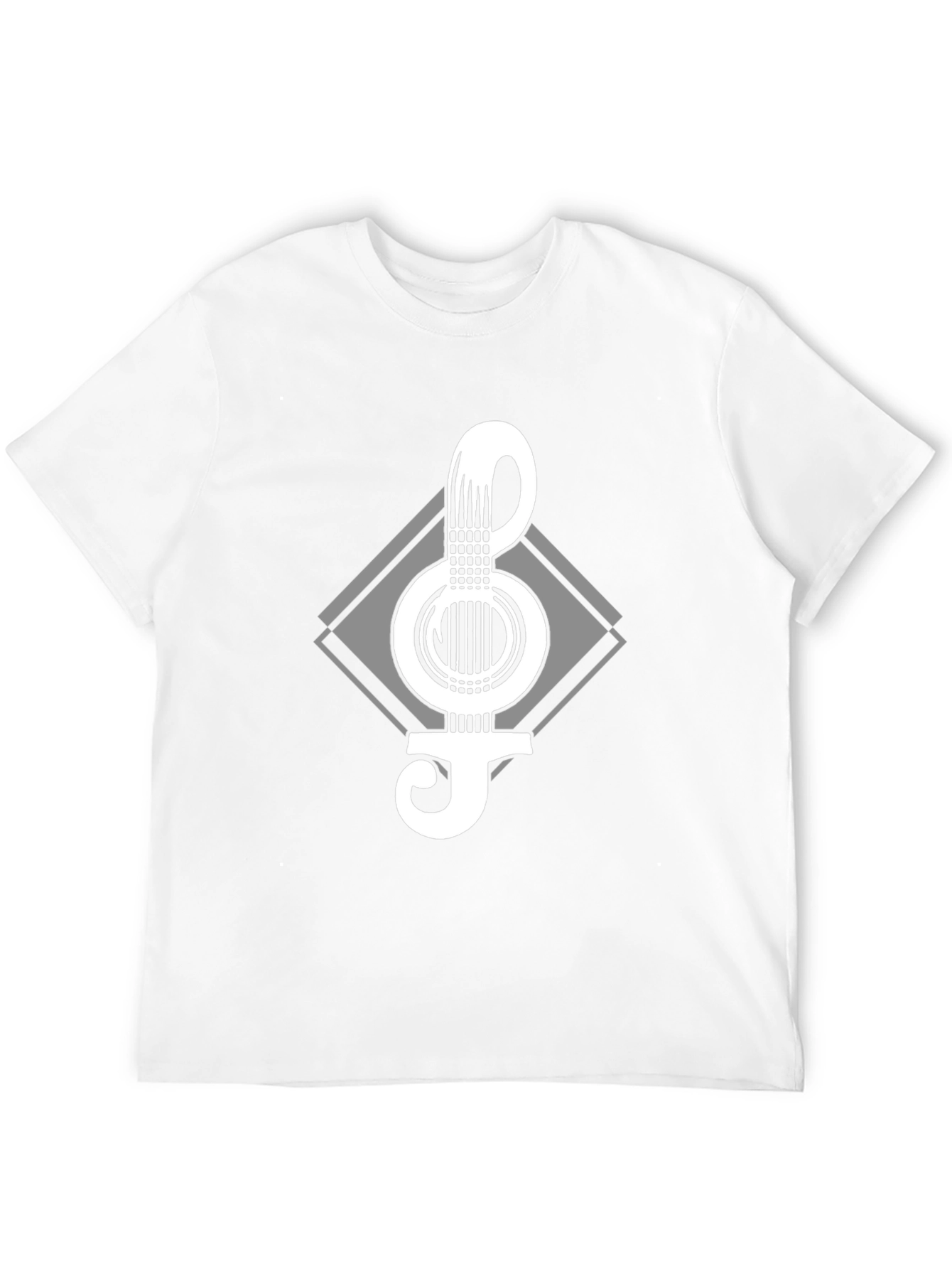 Black Guitar Clef Graphic Tee - Black Cotton Blend T-Shirt view 12