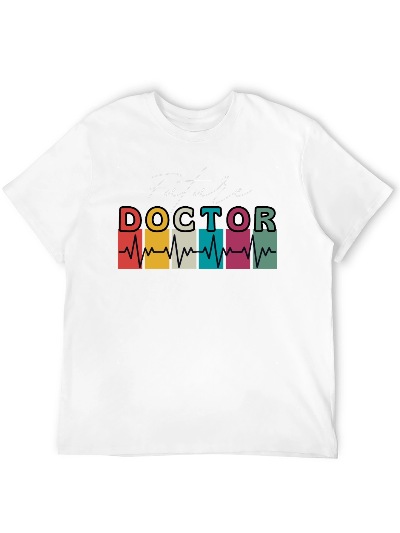 Black Future Doctor Heartbeat Graphic T-Shirt view 12