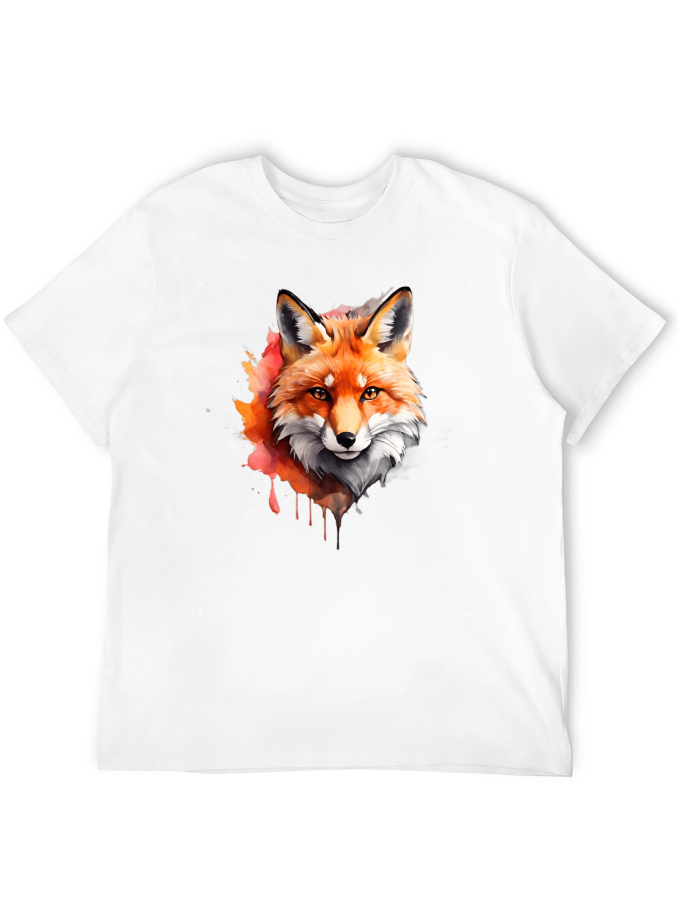 Black Fox Watercolor Graphic Tee - Stylish Men's Black T-Shirt view 12
