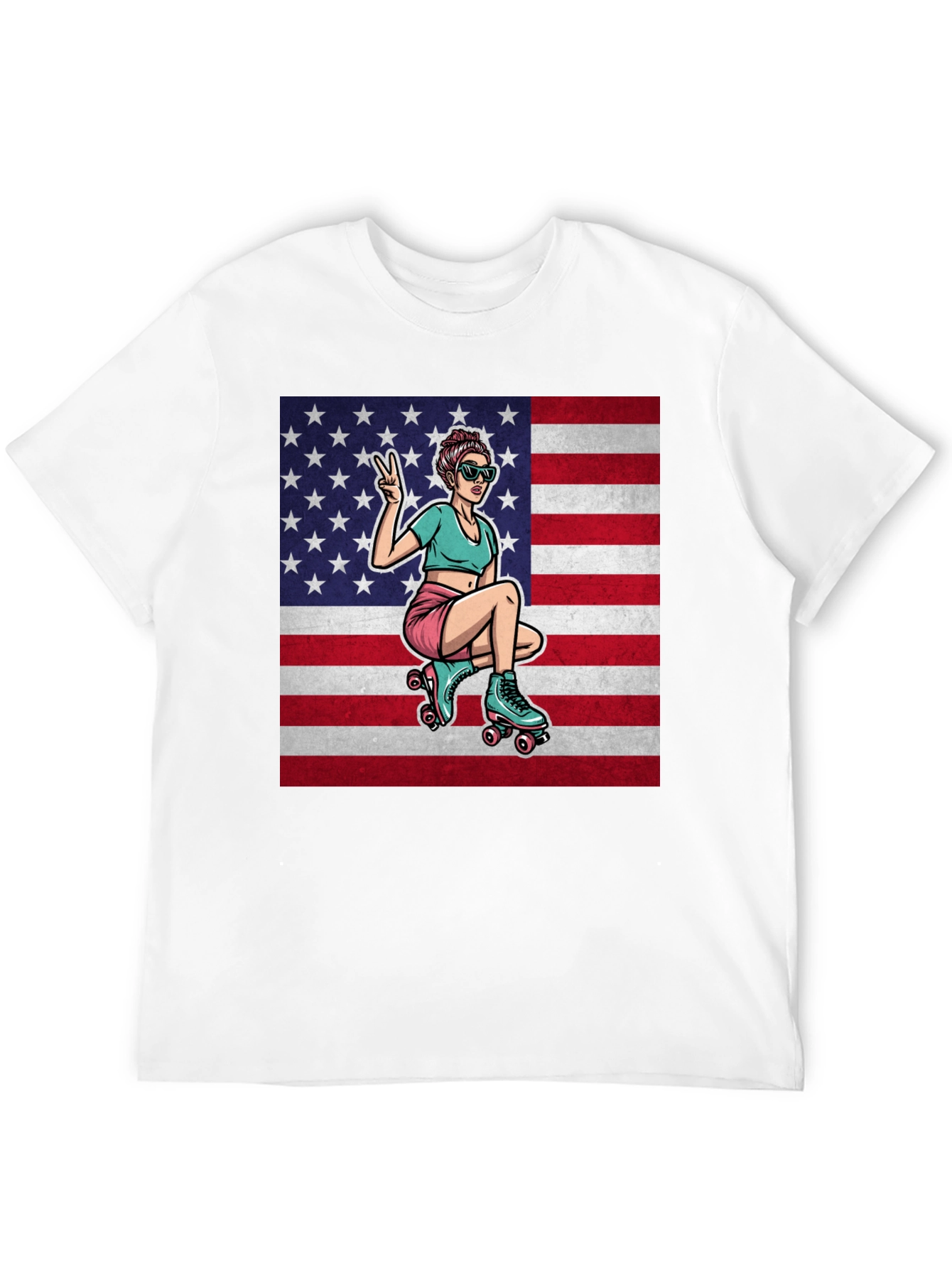 Black American Roller Girl Graphic Tee view 12
