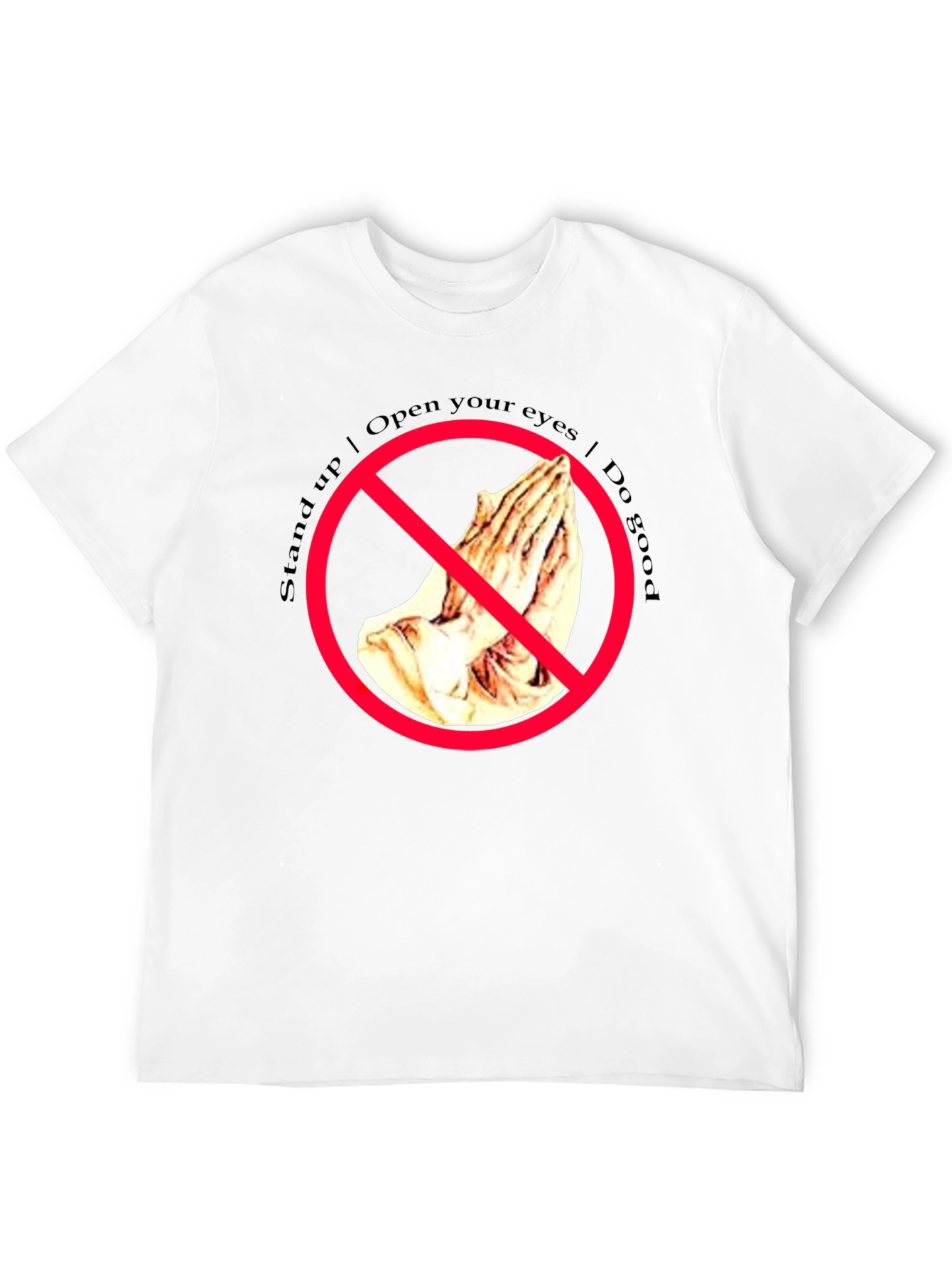 Black Stand Up Graphic Tee - Open Your Eyes T-Shirt view 12