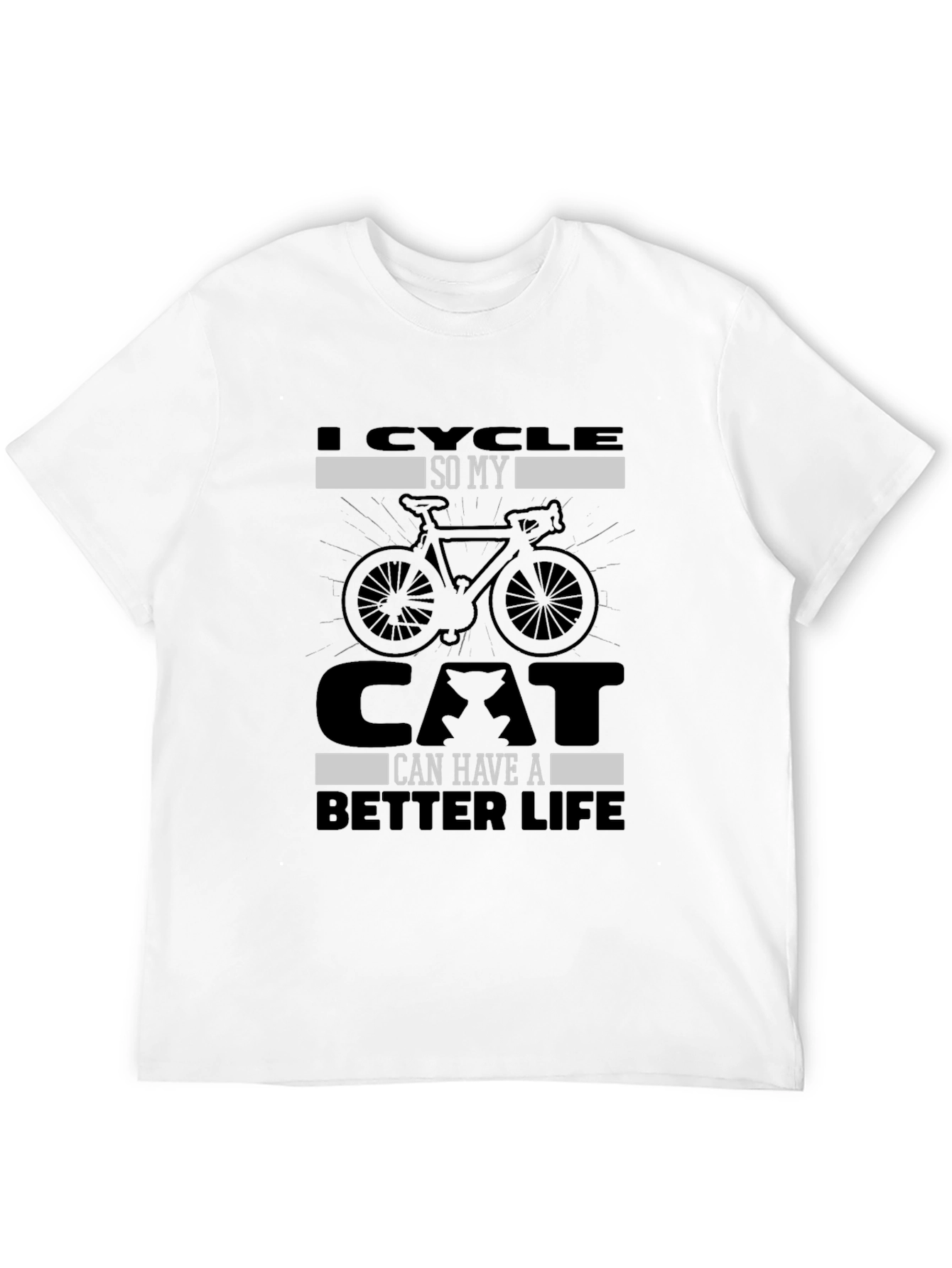 Black I Cycle For My Cat T-Shirt Funny Bicycle Graphic Tee view 12