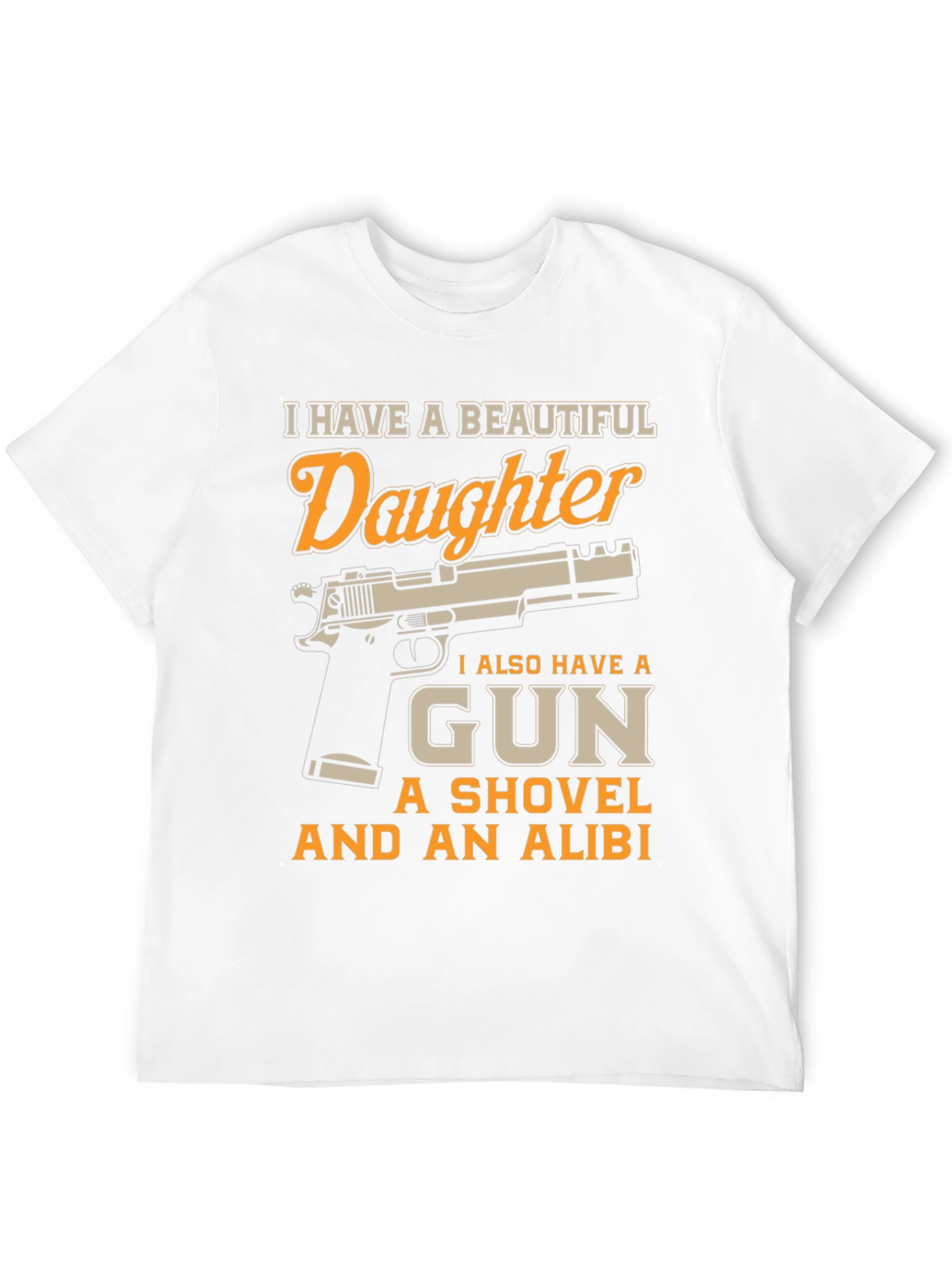 Black I Have a Beautiful Daughter Gun T-Shirt view 12