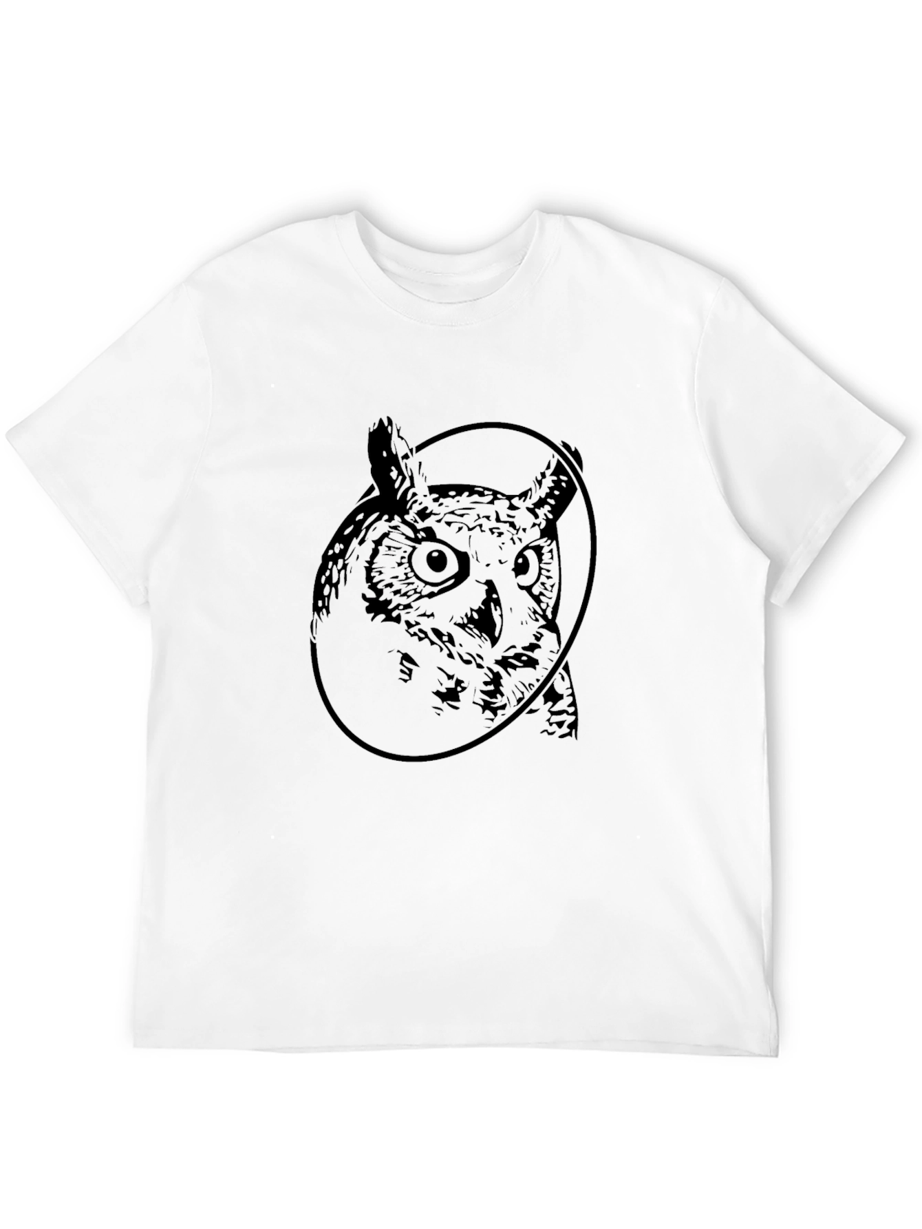 Black Owl Graphic Print Crew Neck Black T-Shirt view 12